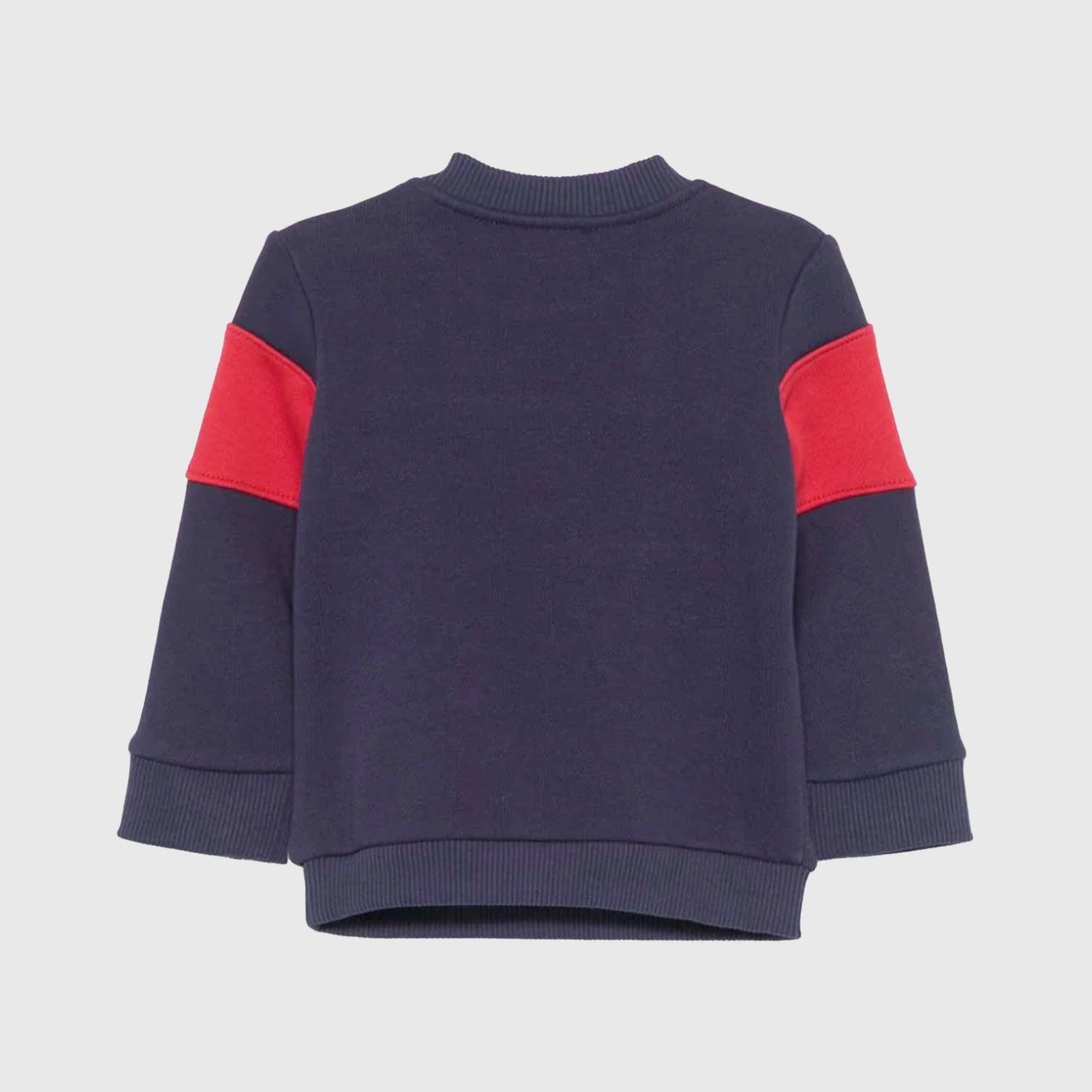 Felpa blu e rossa con stampa MOSCHINO - annameglio.com abbigliamento moda