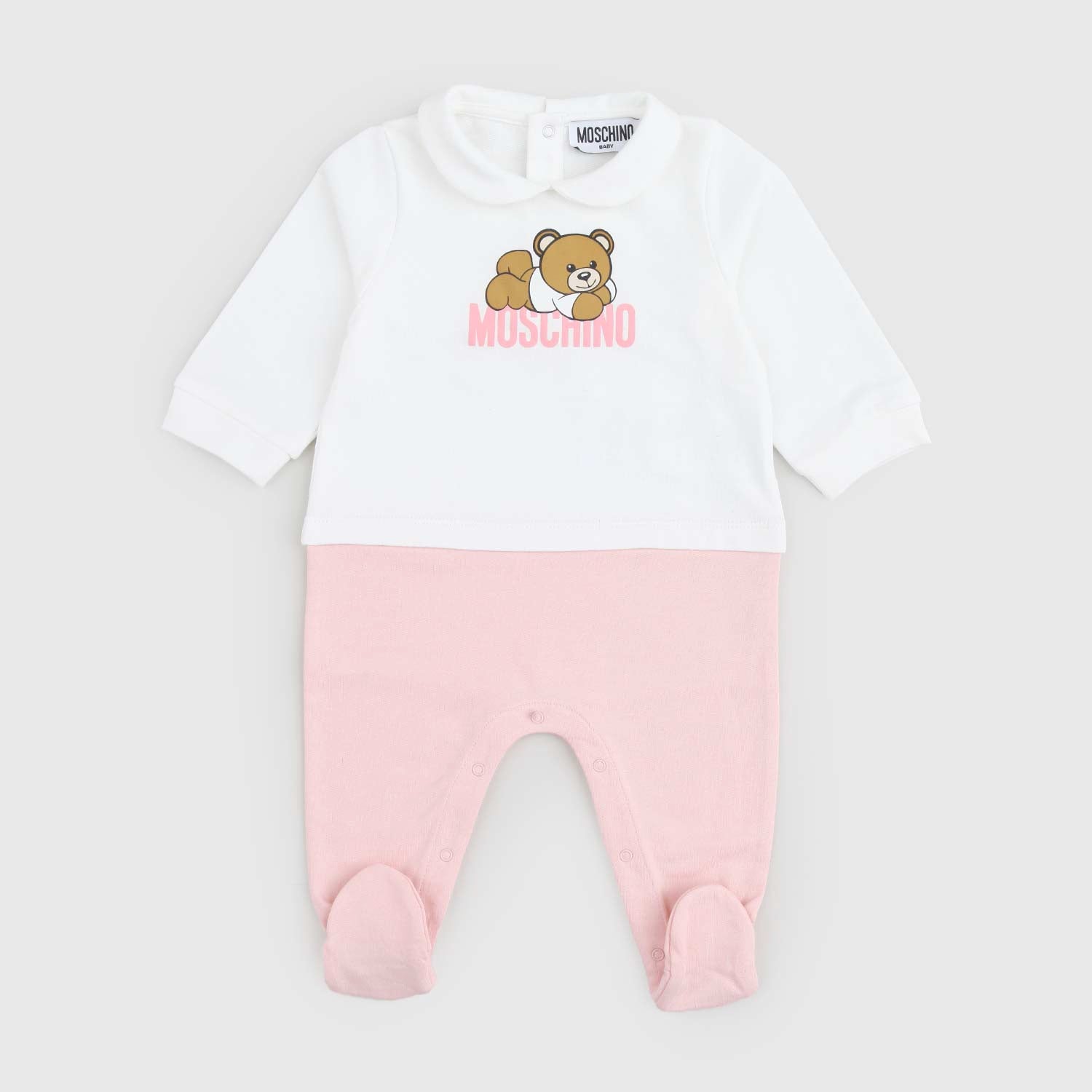 Tutina bianca e rosa con colletto e Stampa Teddy - annameglio.com abbigliamento moda