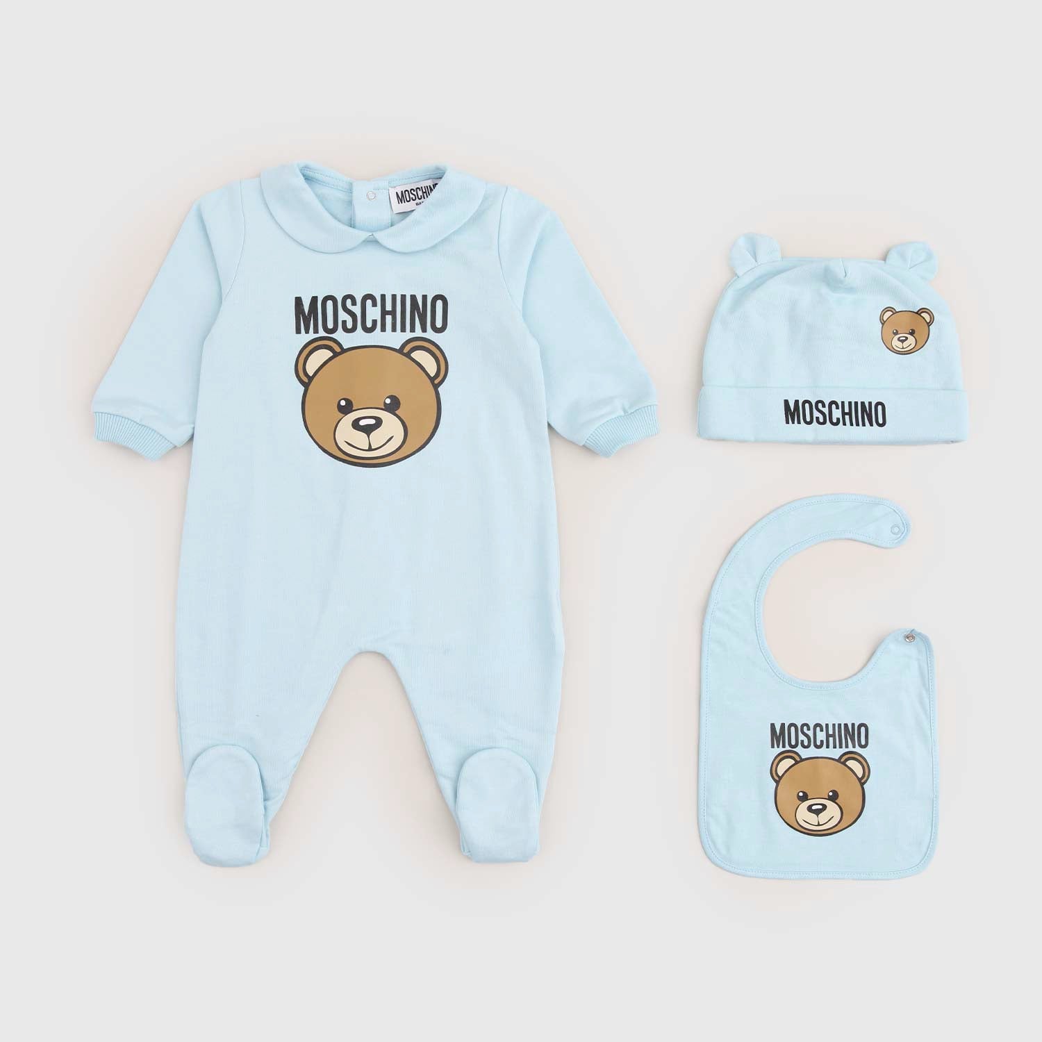Set Regalo Tre Pezzi Bimbo Teddy Celeste - annameglio.com abbigliamento moda