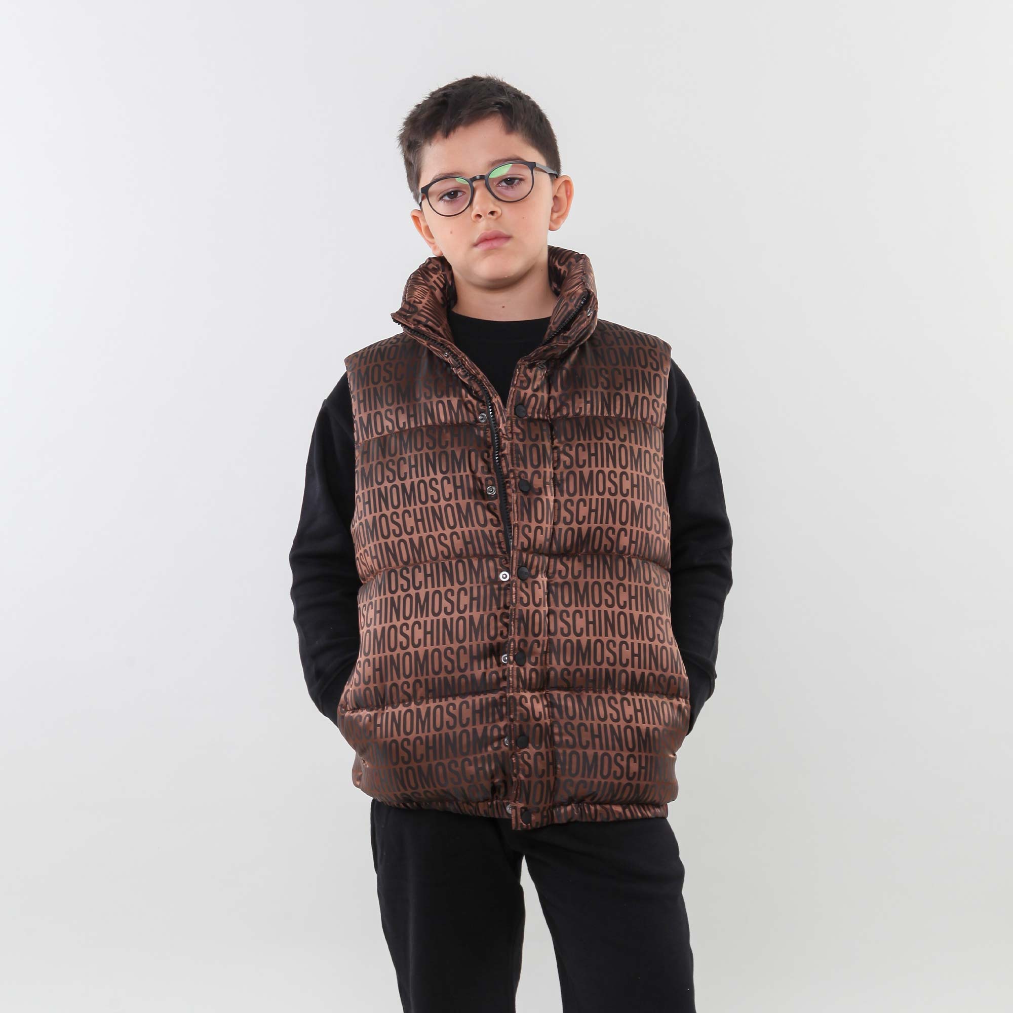 Gilet Imbottito Con Logo all-over Moschino - annameglio.com abbigliamento moda