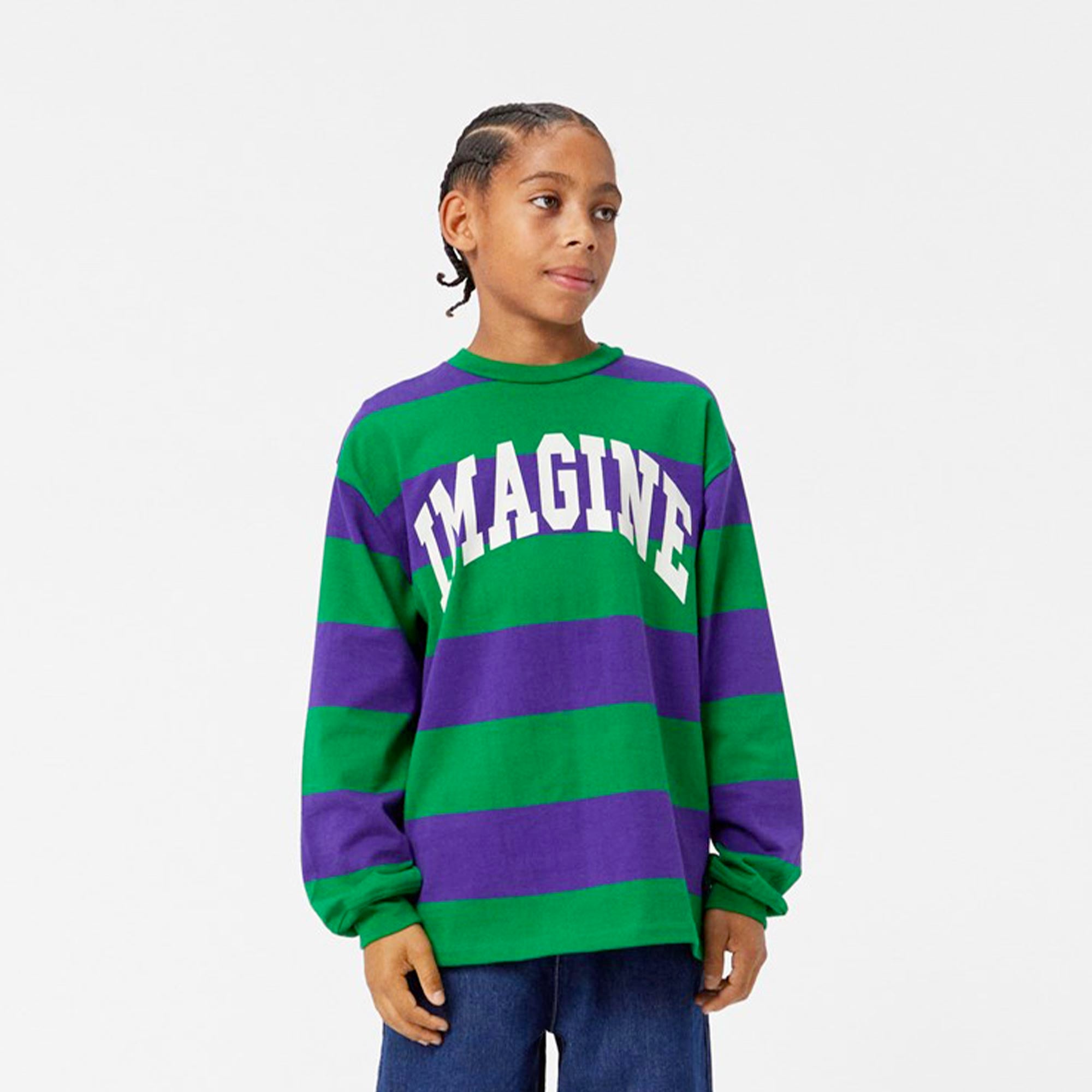 Felpa Ron girocollo a righe verdi e viola - annameglio.com abbigliamento moda