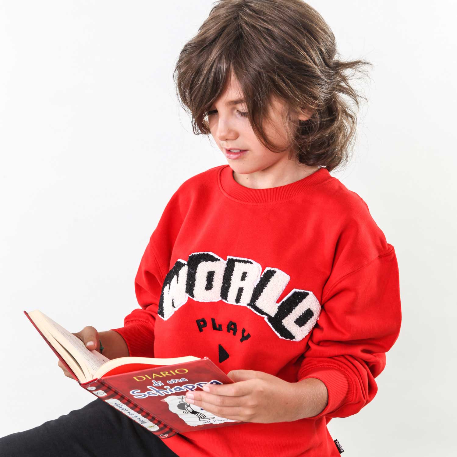 Felpa rossa in cotone con scritta ricamata - annameglio.com abbigliamento moda