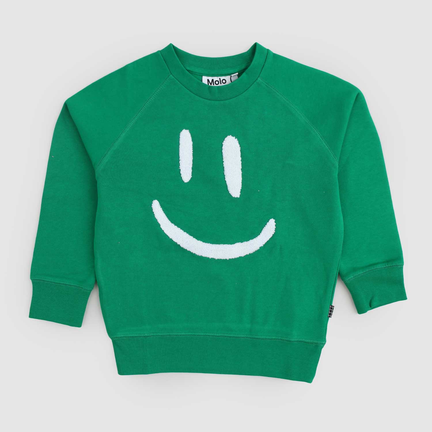 Felpa verde in cotone con sorriso ricamato - annameglio.com abbigliamento moda