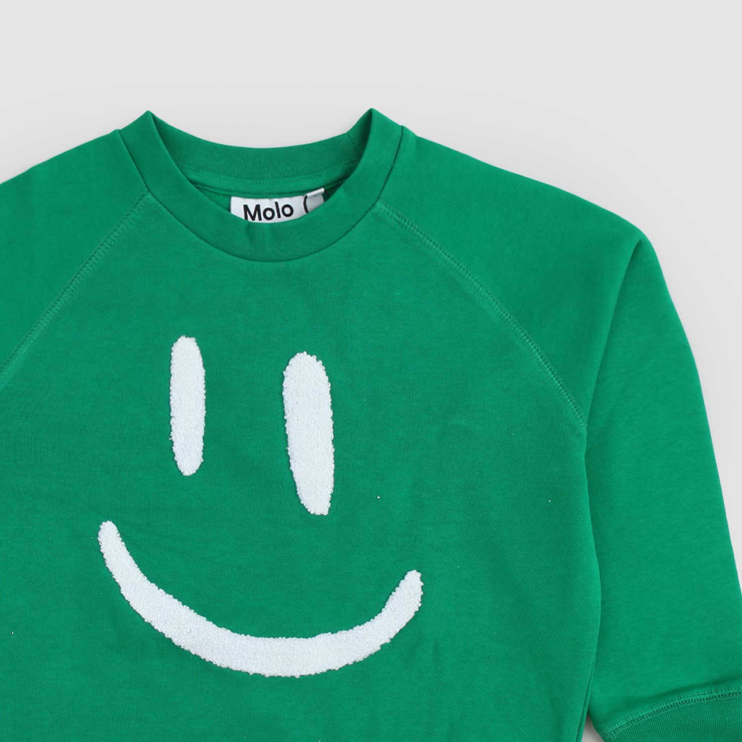 Felpa verde in cotone con sorriso ricamato - annameglio.com abbigliamento moda