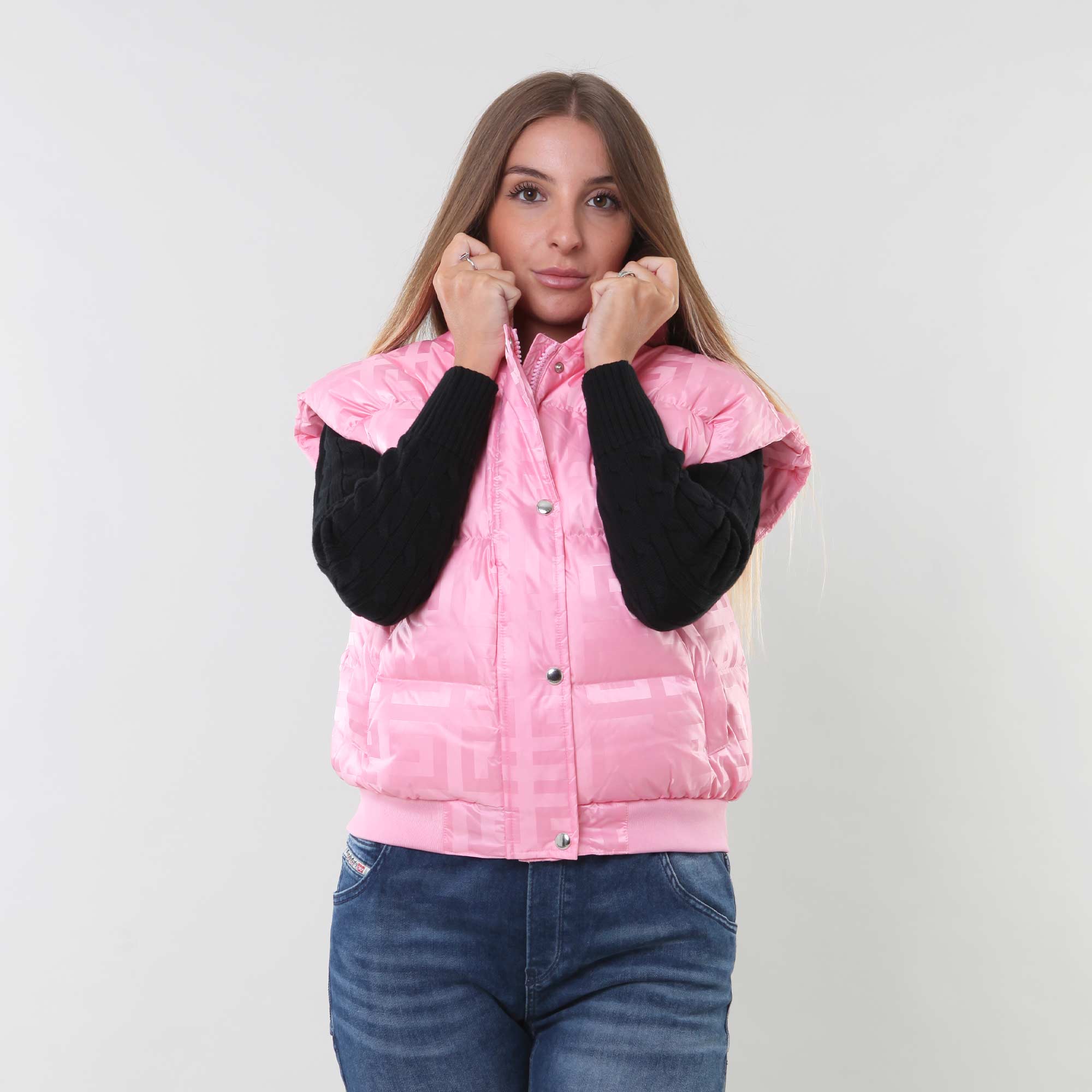 Piumino smanicato rosa con cappuccio - annameglio.com abbigliamento moda