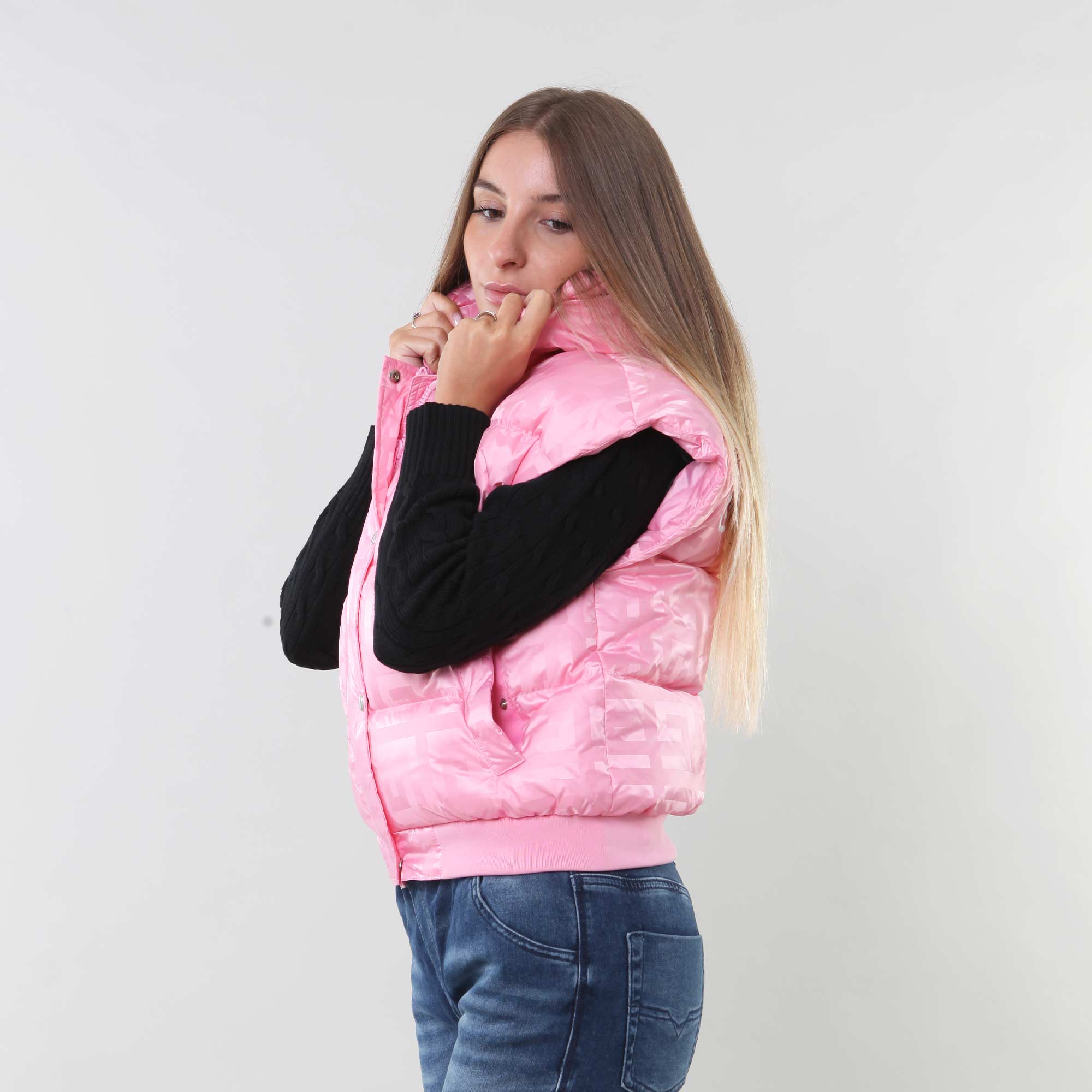 Piumino smanicato rosa con cappuccio - annameglio.com abbigliamento moda