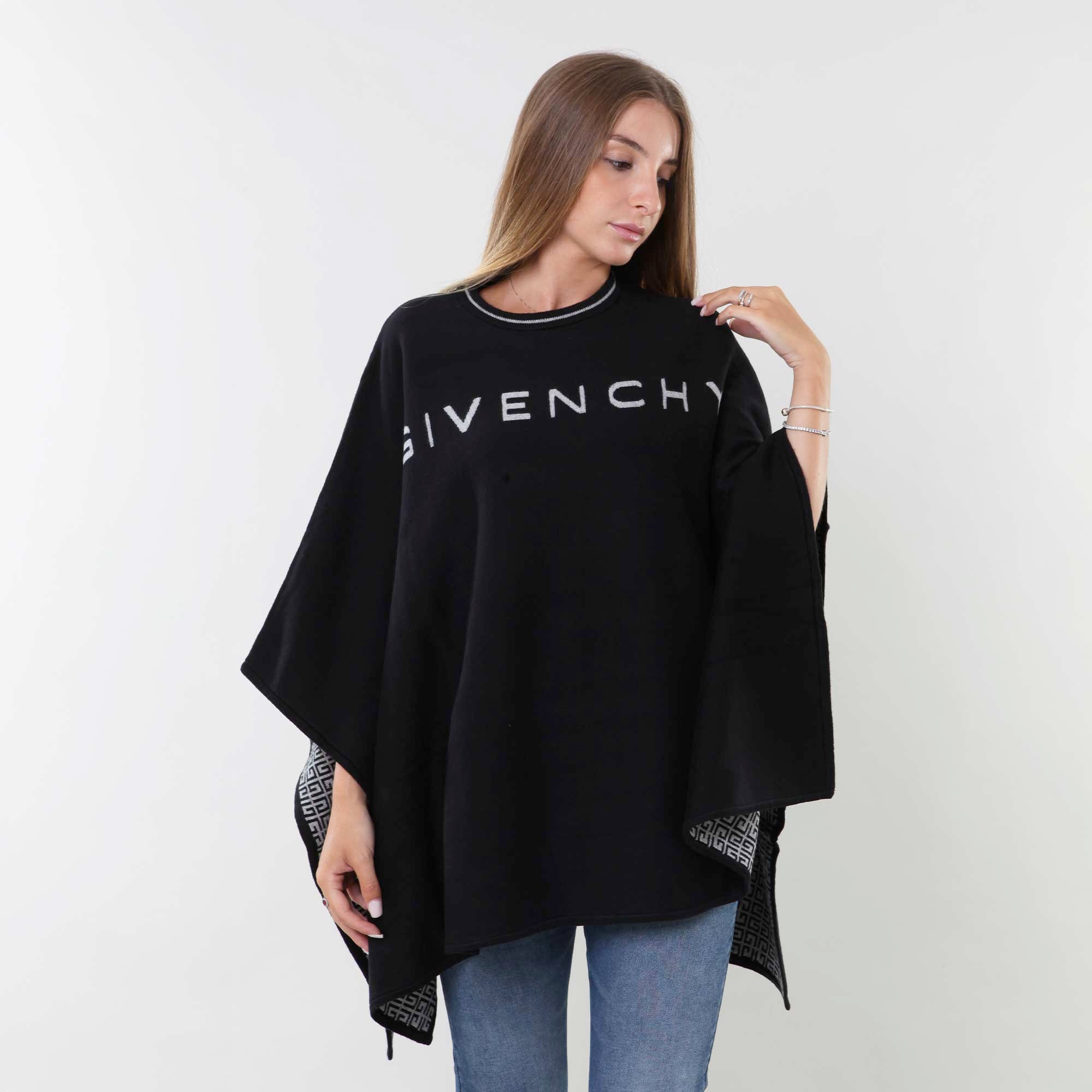 Mantella nera in cotone con logo e motivo 4G - annameglio.com abbigliamento moda