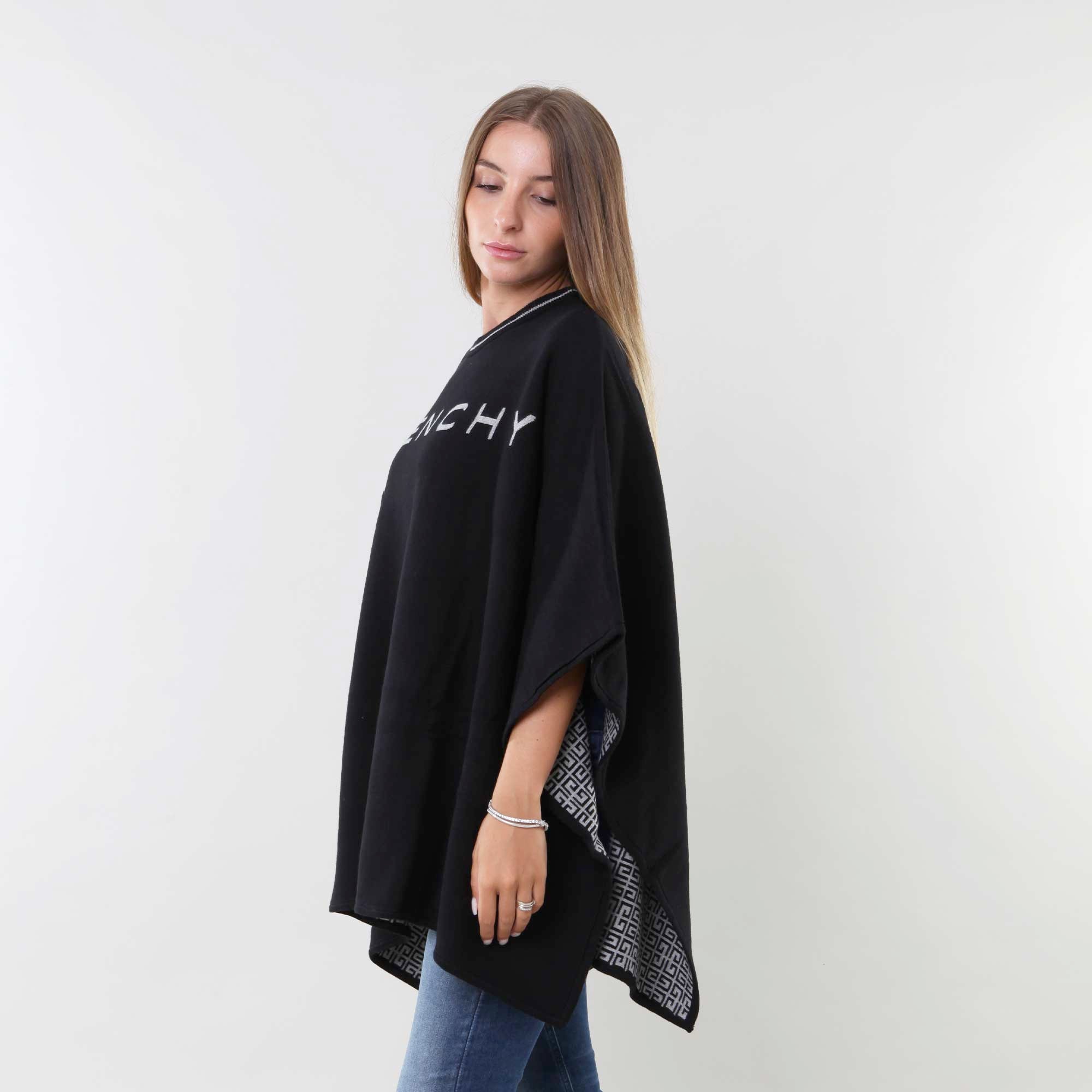 Mantella nera in cotone con logo e motivo 4G - annameglio.com abbigliamento moda