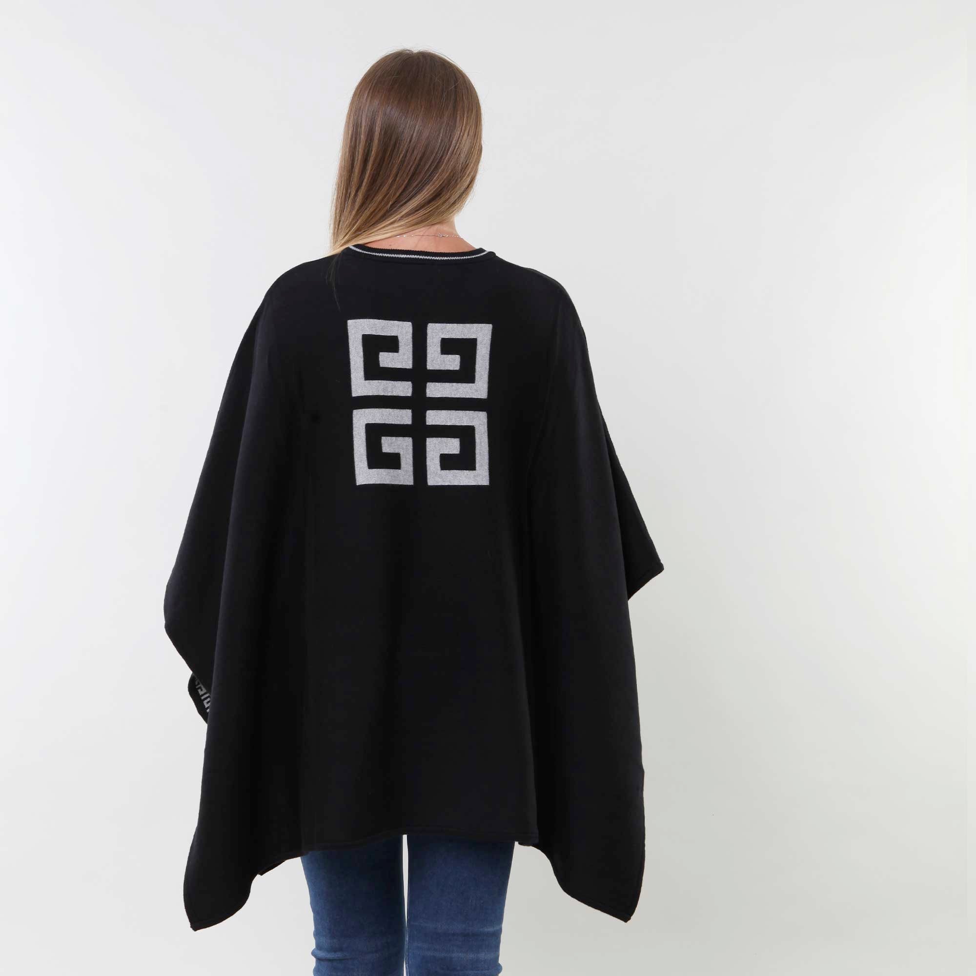 Mantella nera in cotone con logo e motivo 4G - annameglio.com abbigliamento moda