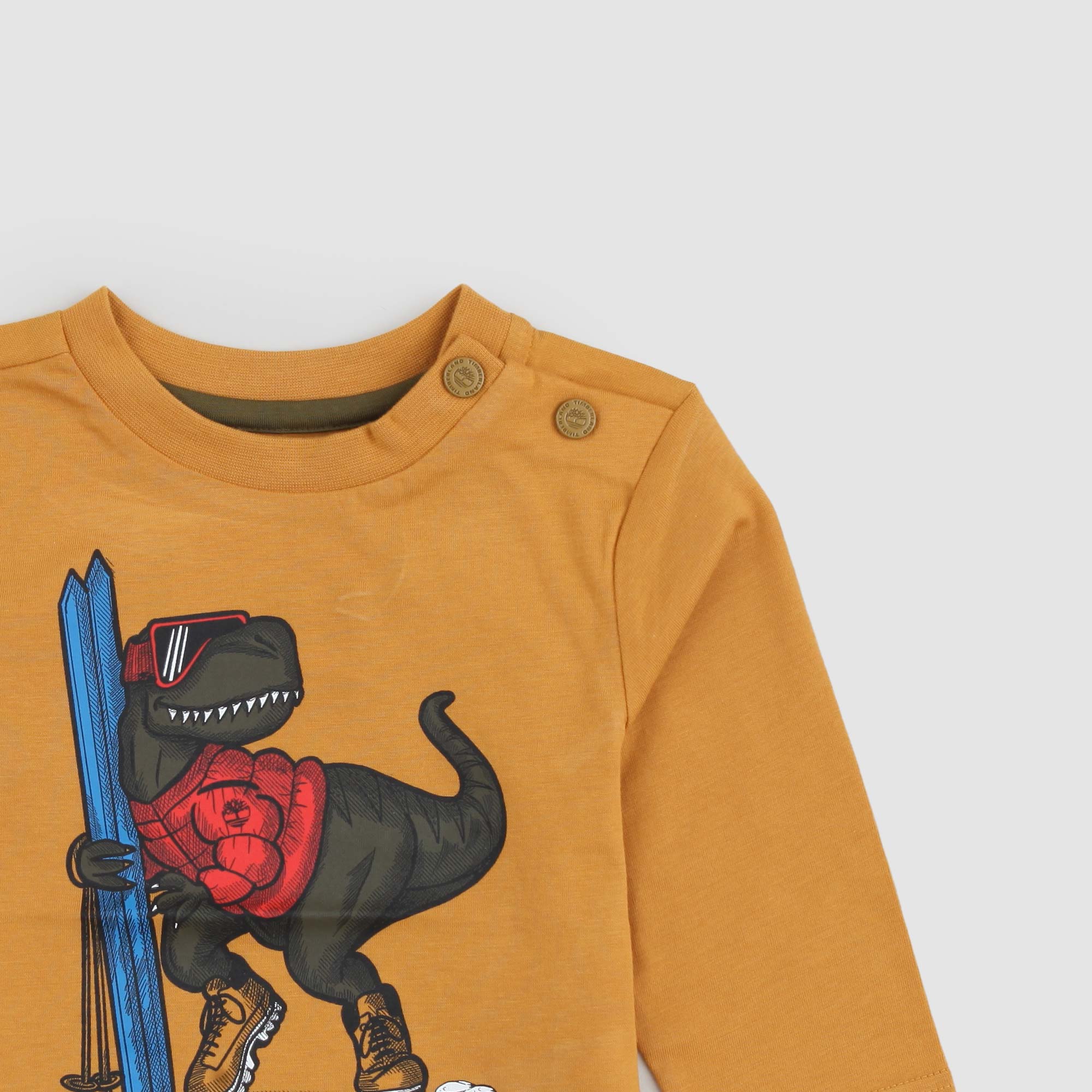 T-shirt a maniche lunghe Ocra con stampa dinosauro - annameglio.com abbigliamento moda