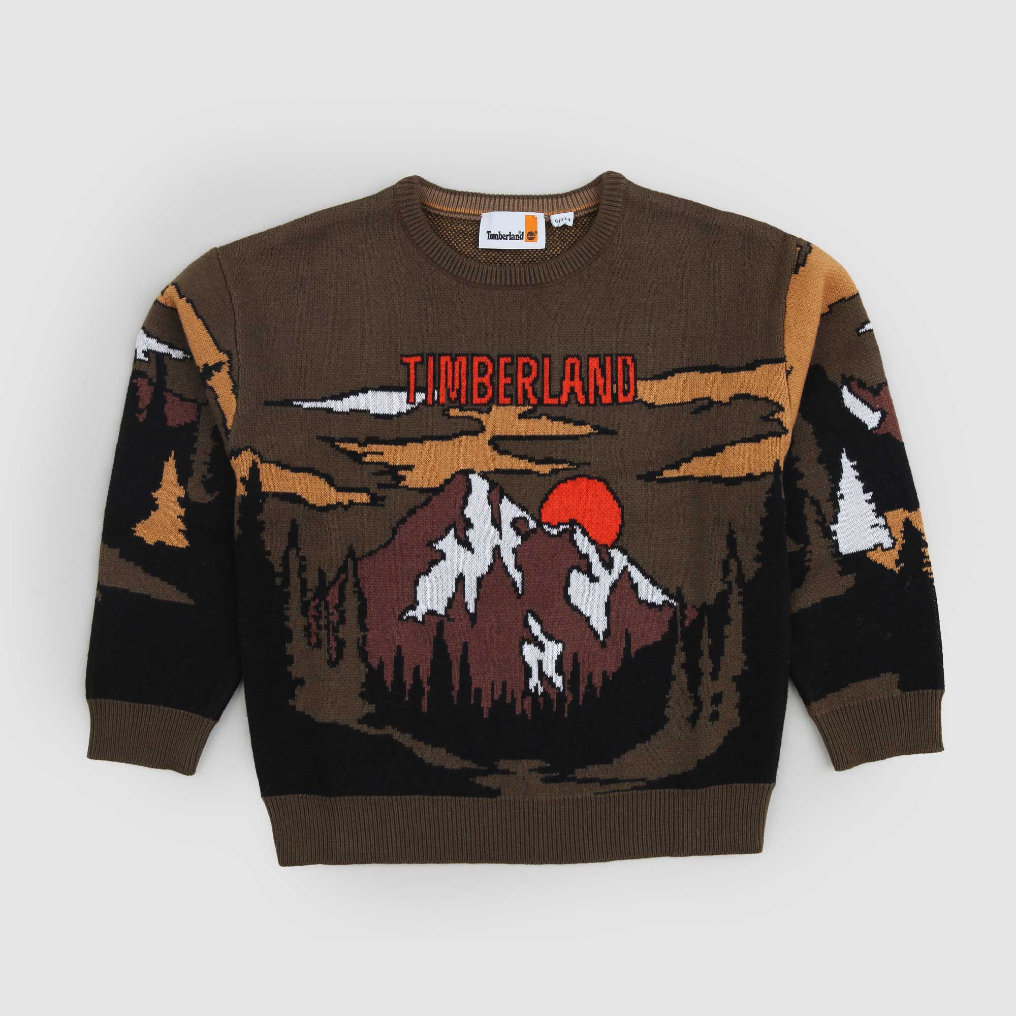 Maglione girocollo Kaki con paesaggio Jacquard - annameglio.com abbigliamento moda