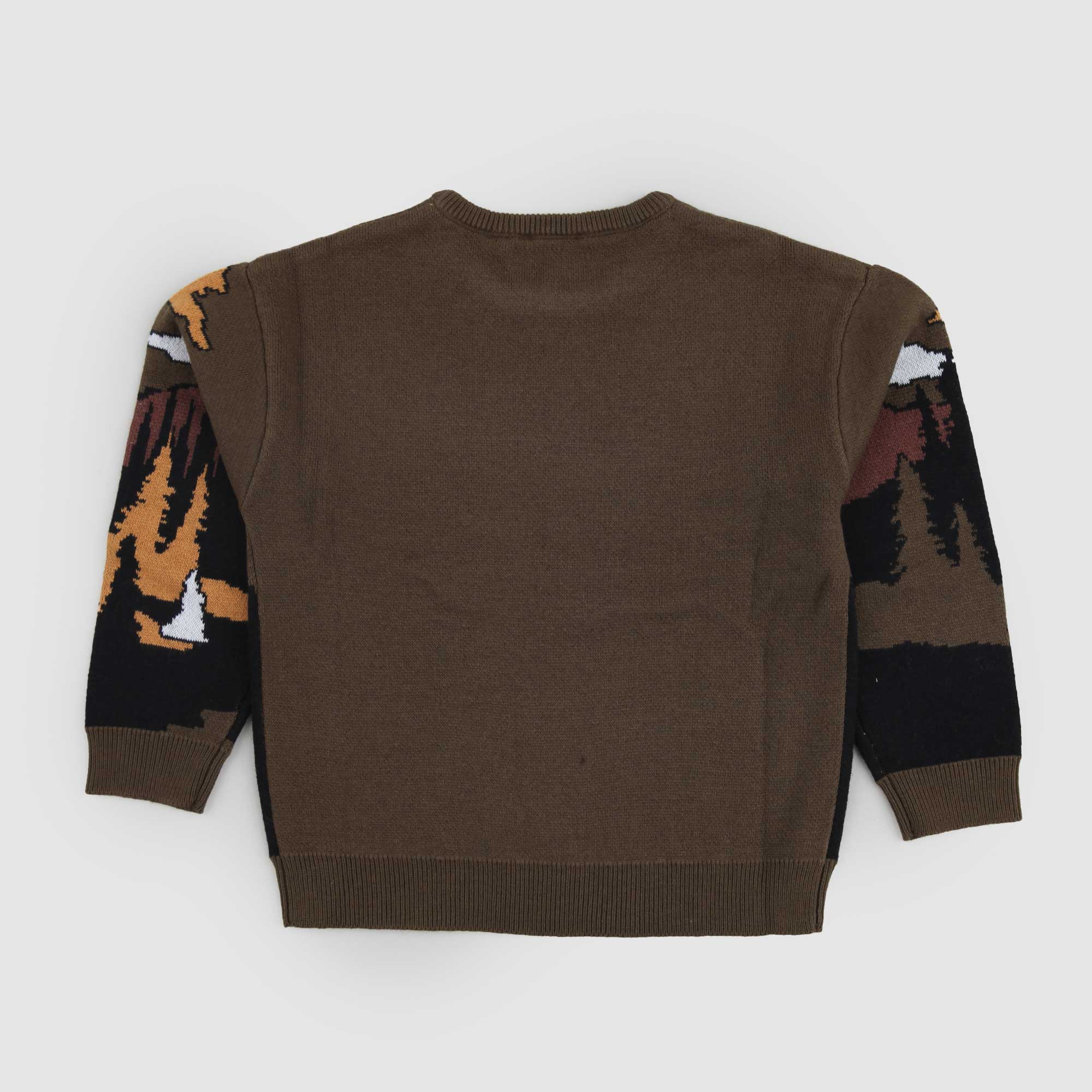 Maglione girocollo Kaki con paesaggio Jacquard - annameglio.com abbigliamento moda