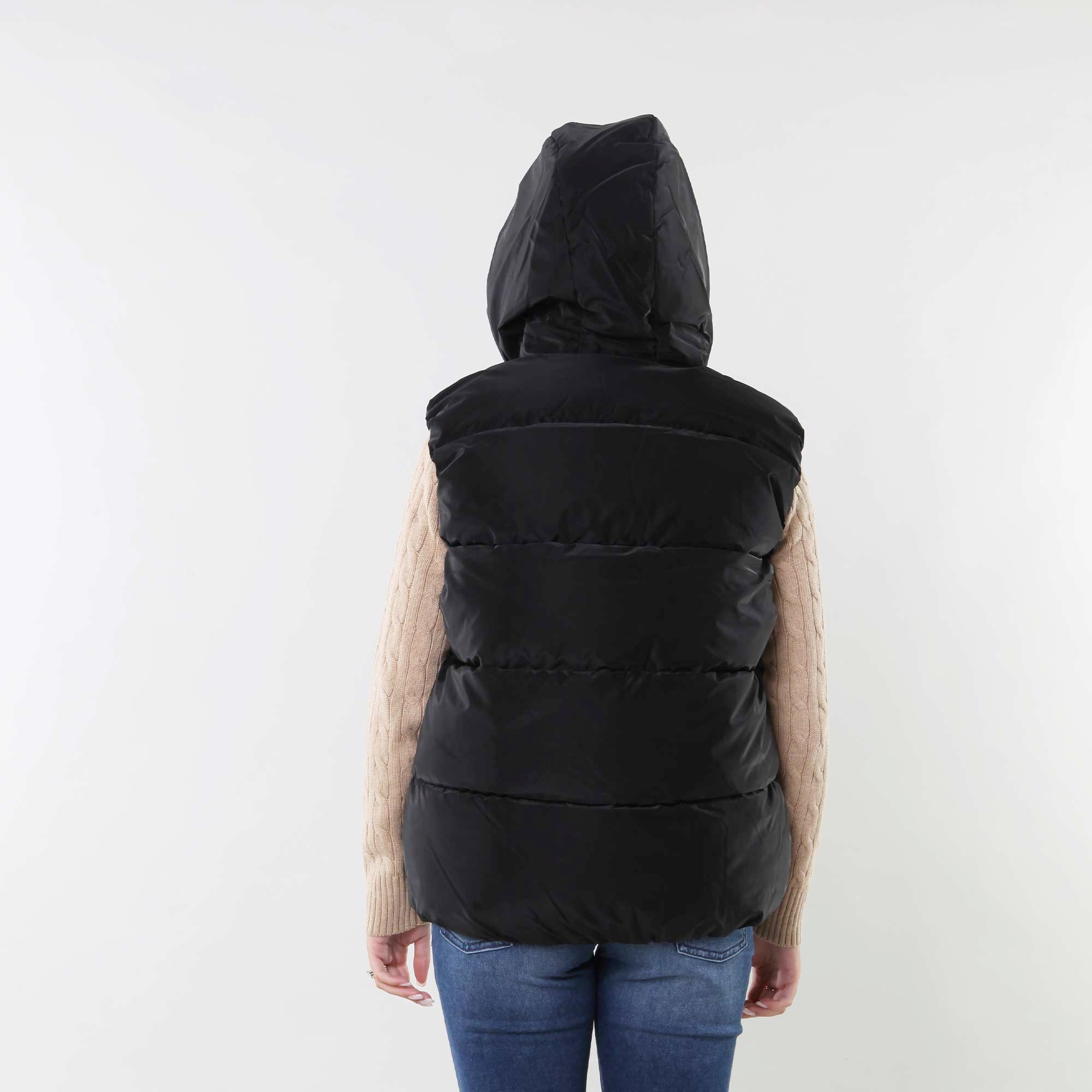 Piumino smanicato nero con cappuccio - annameglio.com abbigliamento moda