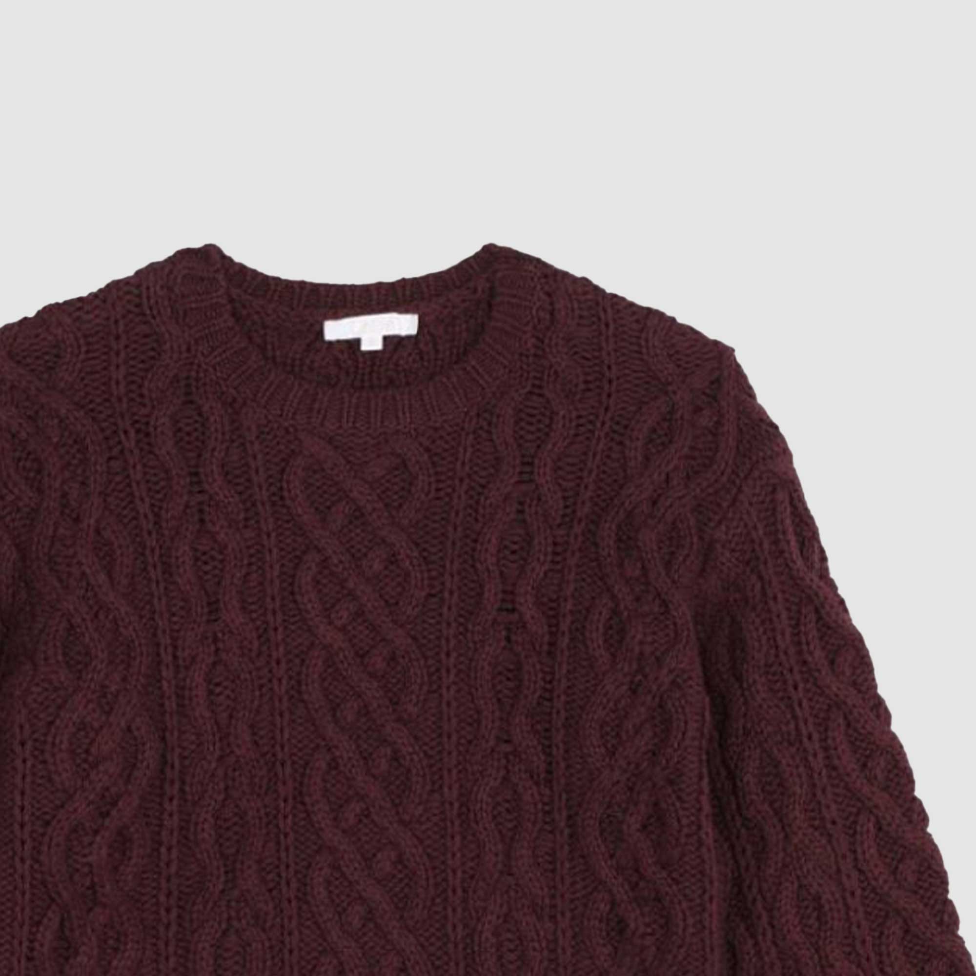 Maglione girocollo intrecciato bordeaux - annameglio.com abbigliamento moda