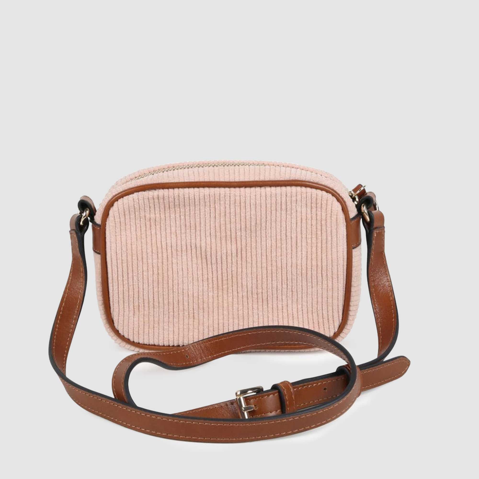 Borsetta a spalla in velluto a coste rosa con logo - annameglio.com abbigliamento moda