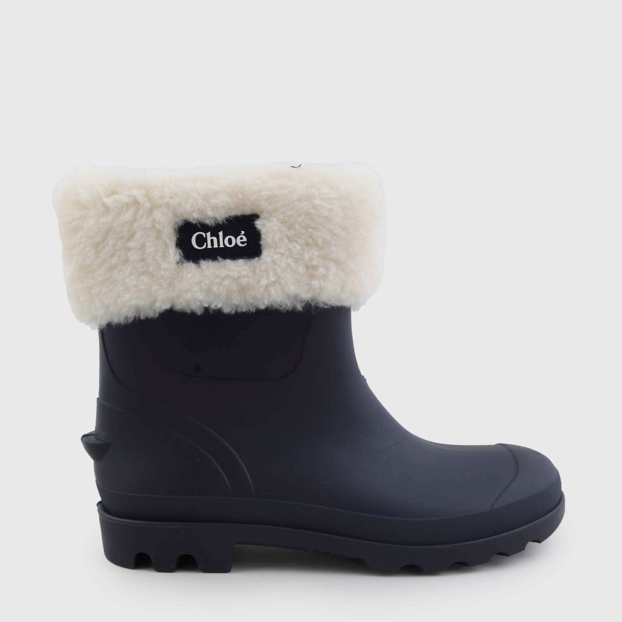 Stivali da pioggia blu navy con shearling - annameglio.com abbigliamento moda