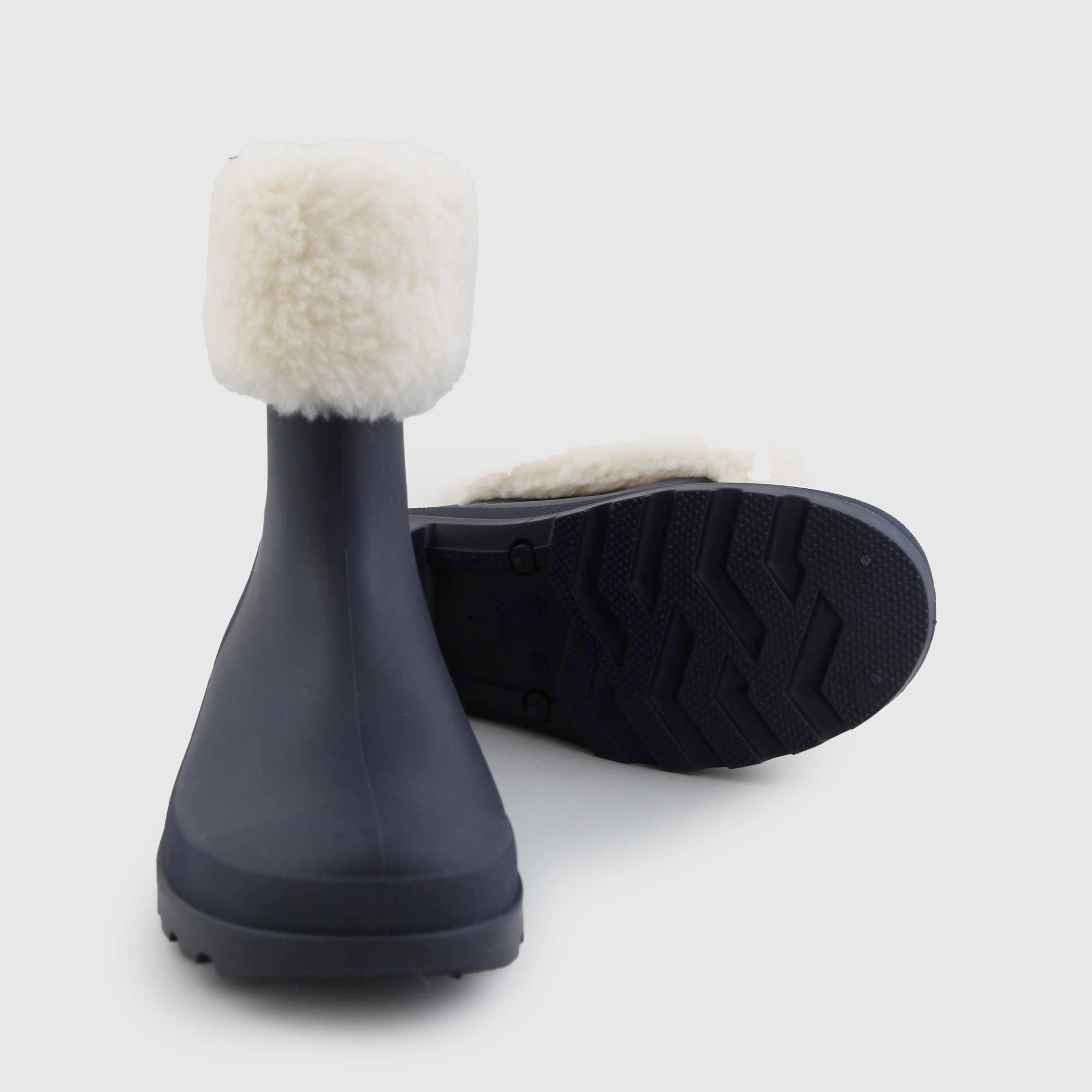 Stivali da pioggia blu navy con shearling - annameglio.com abbigliamento moda