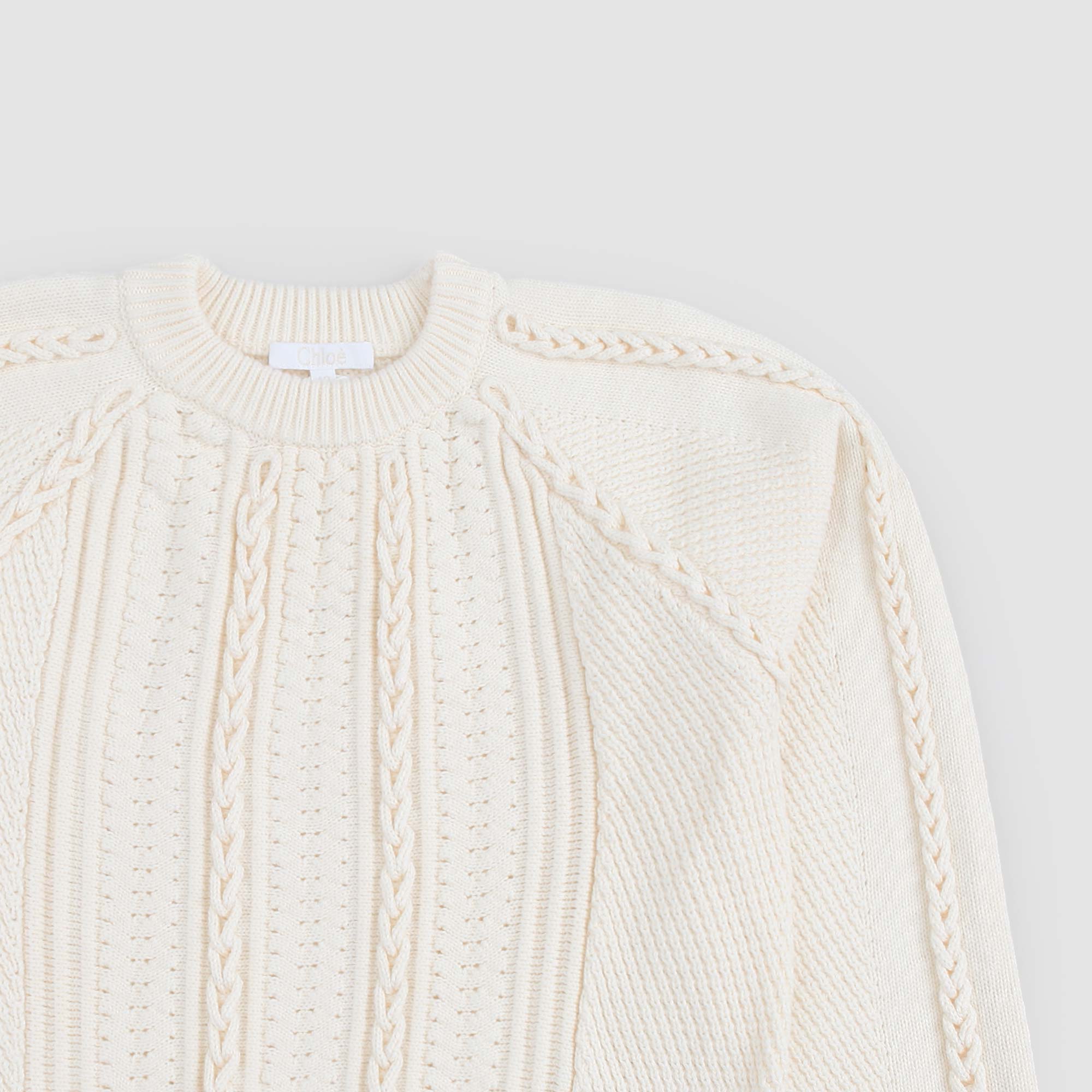 Maglione girocollo intrecciato bianco avorio - annameglio.com abbigliamento moda