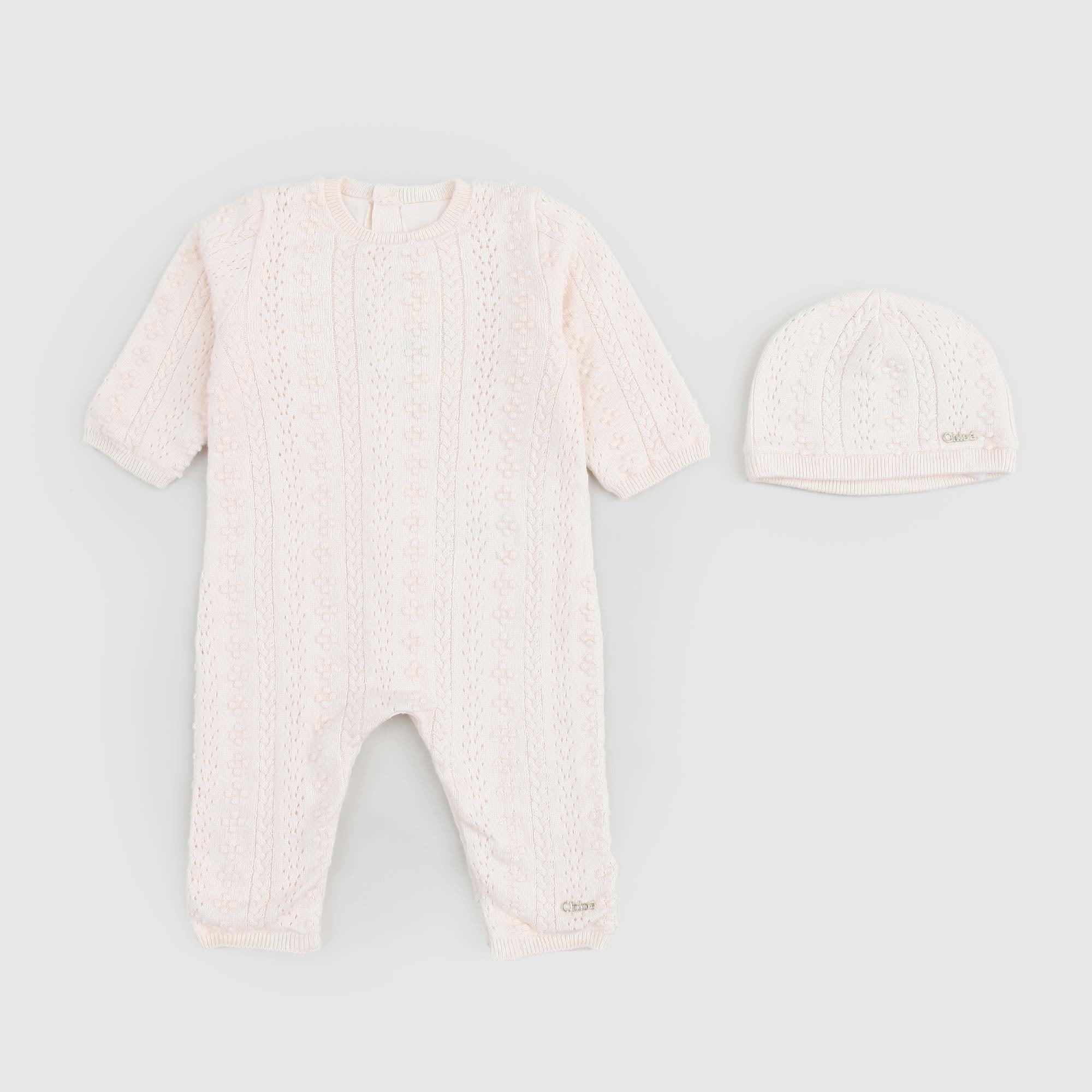 Set tutina lavorata a maglia rosa con cappello - annameglio.com abbigliamento moda