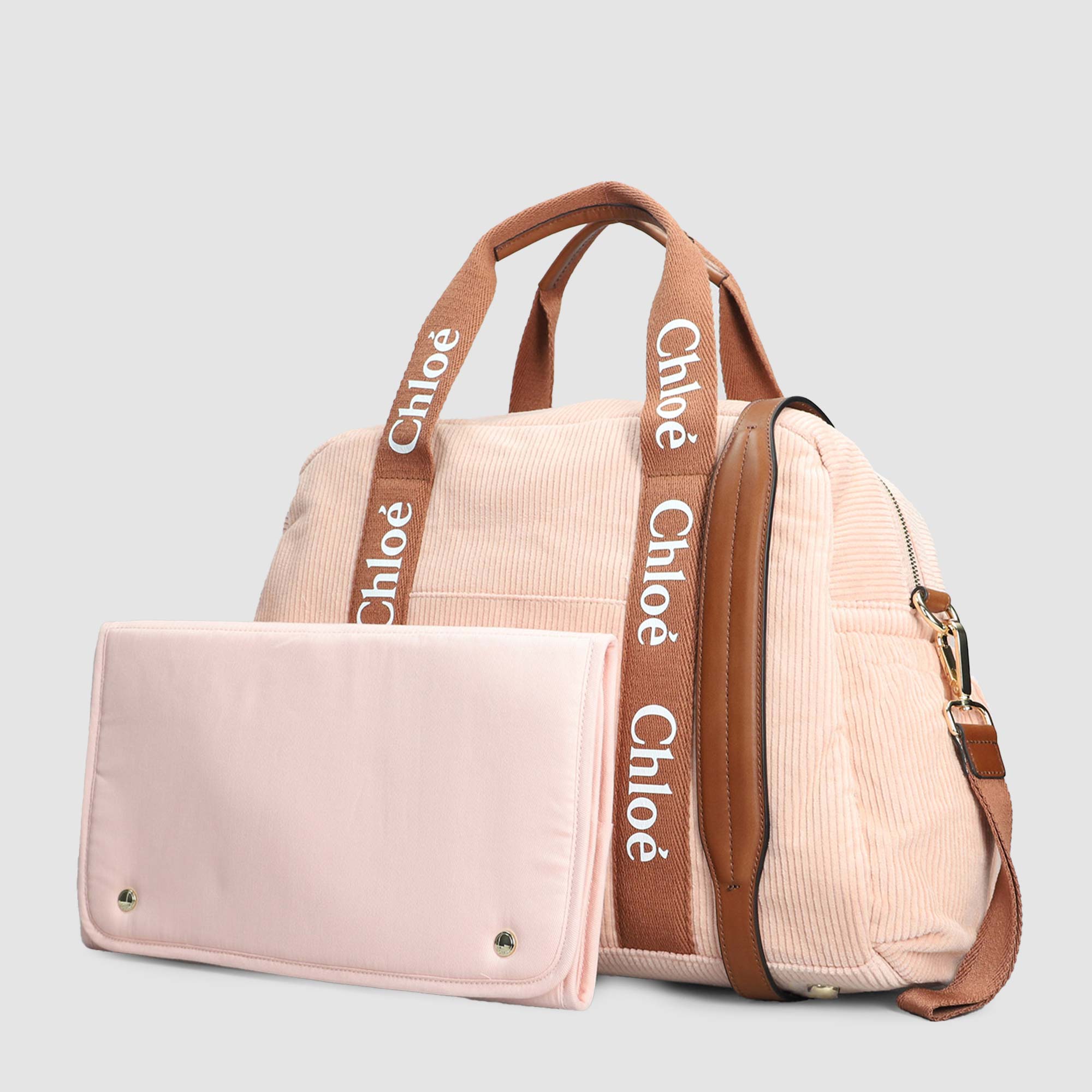 Borsa mamma in velluto a coste rosa con logo - annameglio.com abbigliamento moda