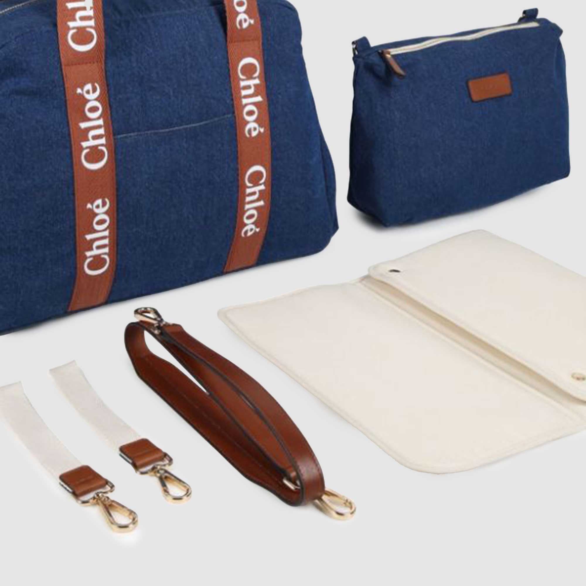 Borsa mamma in denim blu con logo - annameglio.com abbigliamento moda