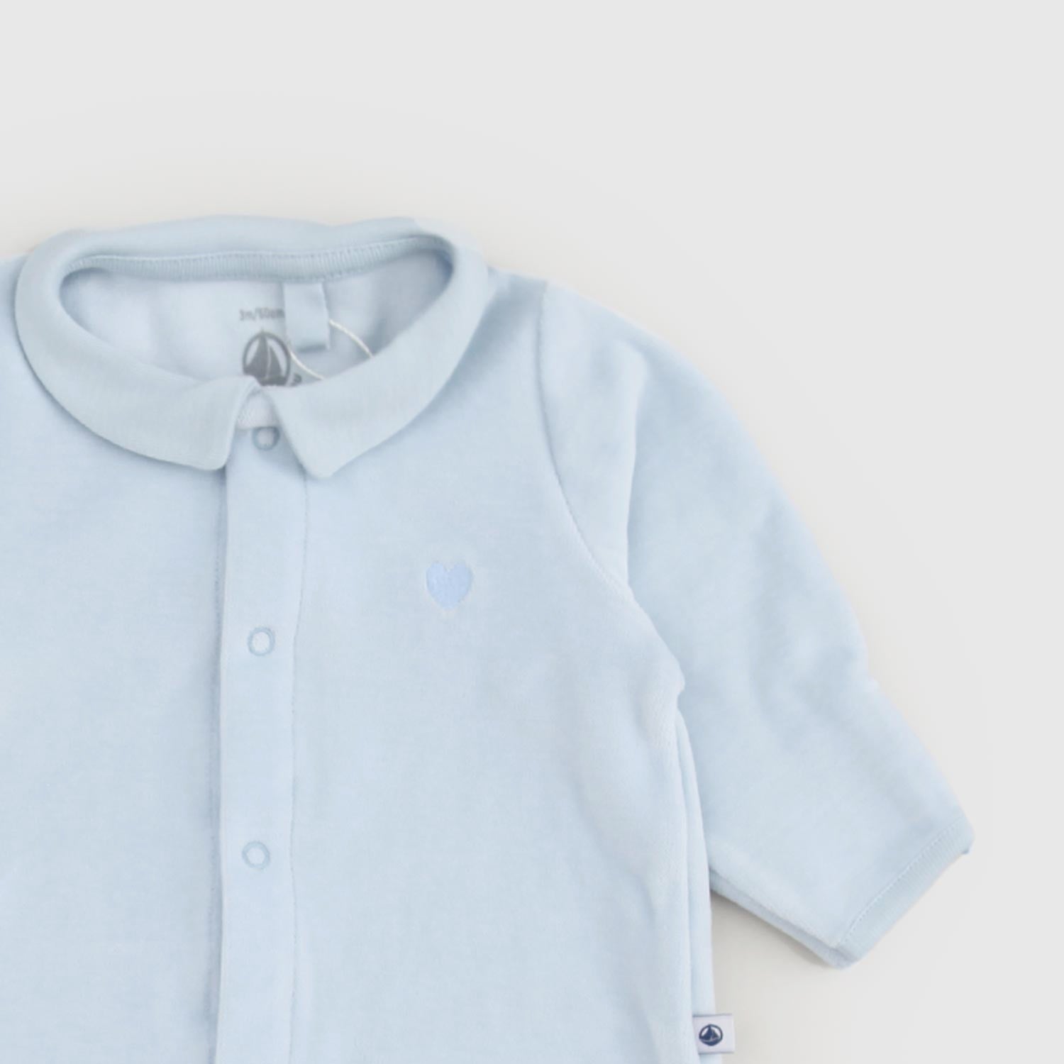 Tutina neonato in velluto e cuore ricamato - annameglio.com abbigliamento moda