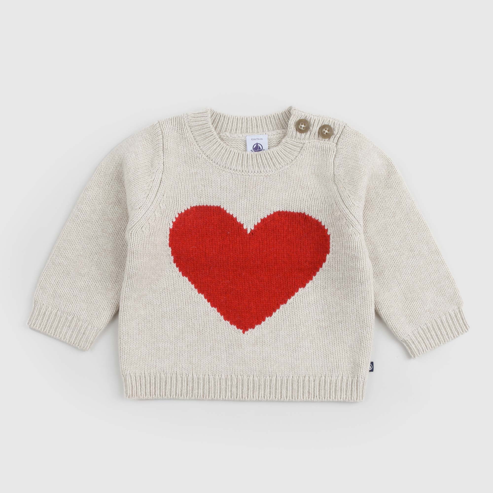 Maglioncino beige chiaro con cuore rosso - annameglio.com abbigliamento moda