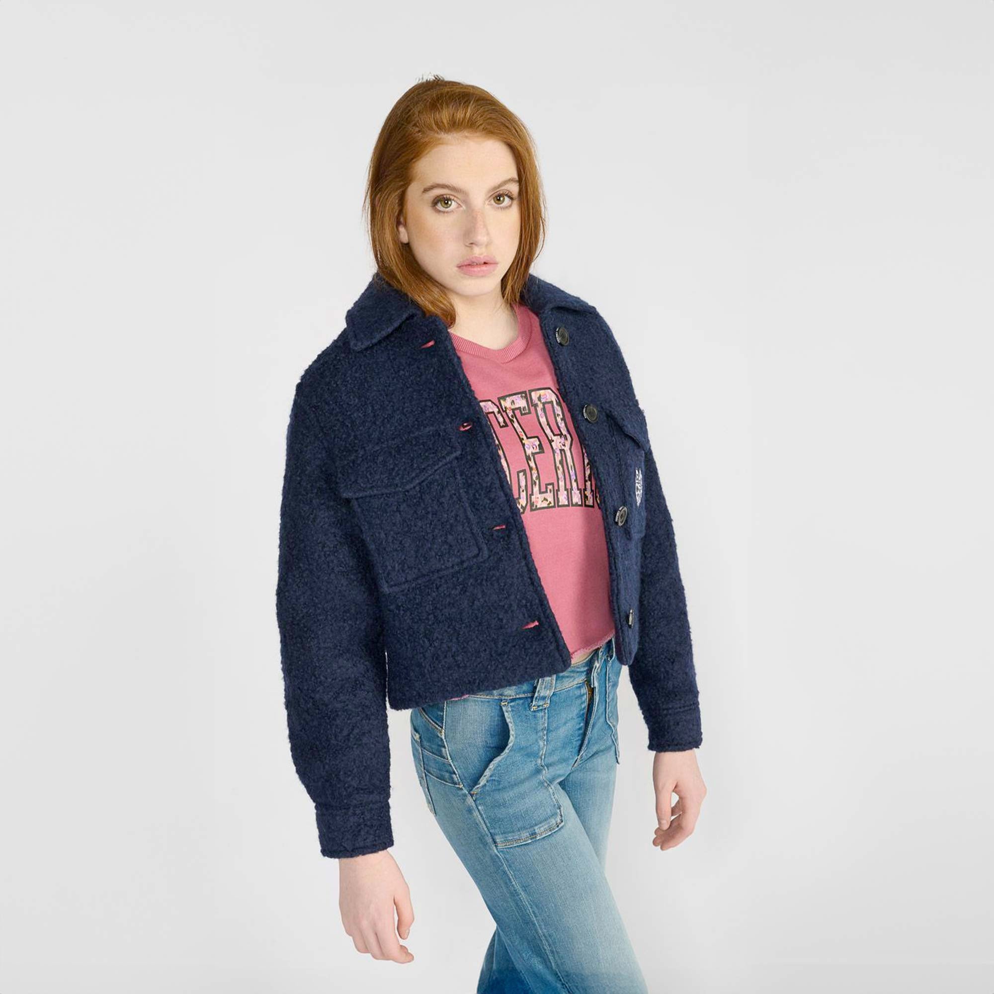 Giacca blu in misto lana Le Temps De Cerises - annameglio.com abbigliamento moda