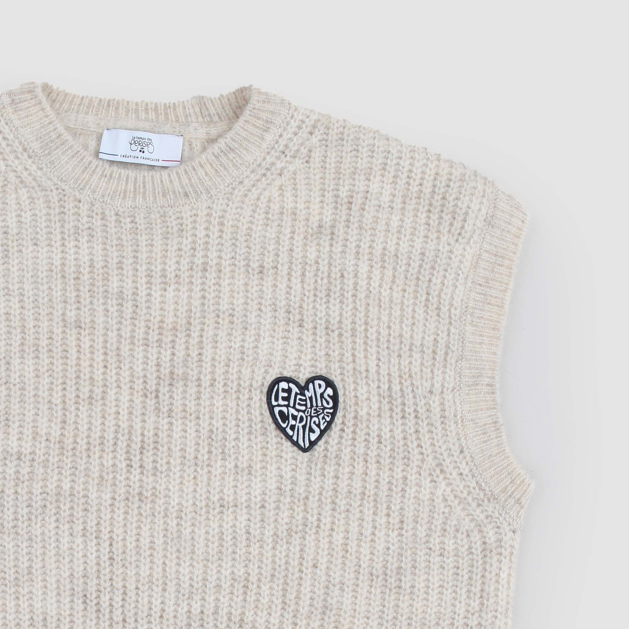 Gilet crema melange con patch logo - annameglio.com abbigliamento moda