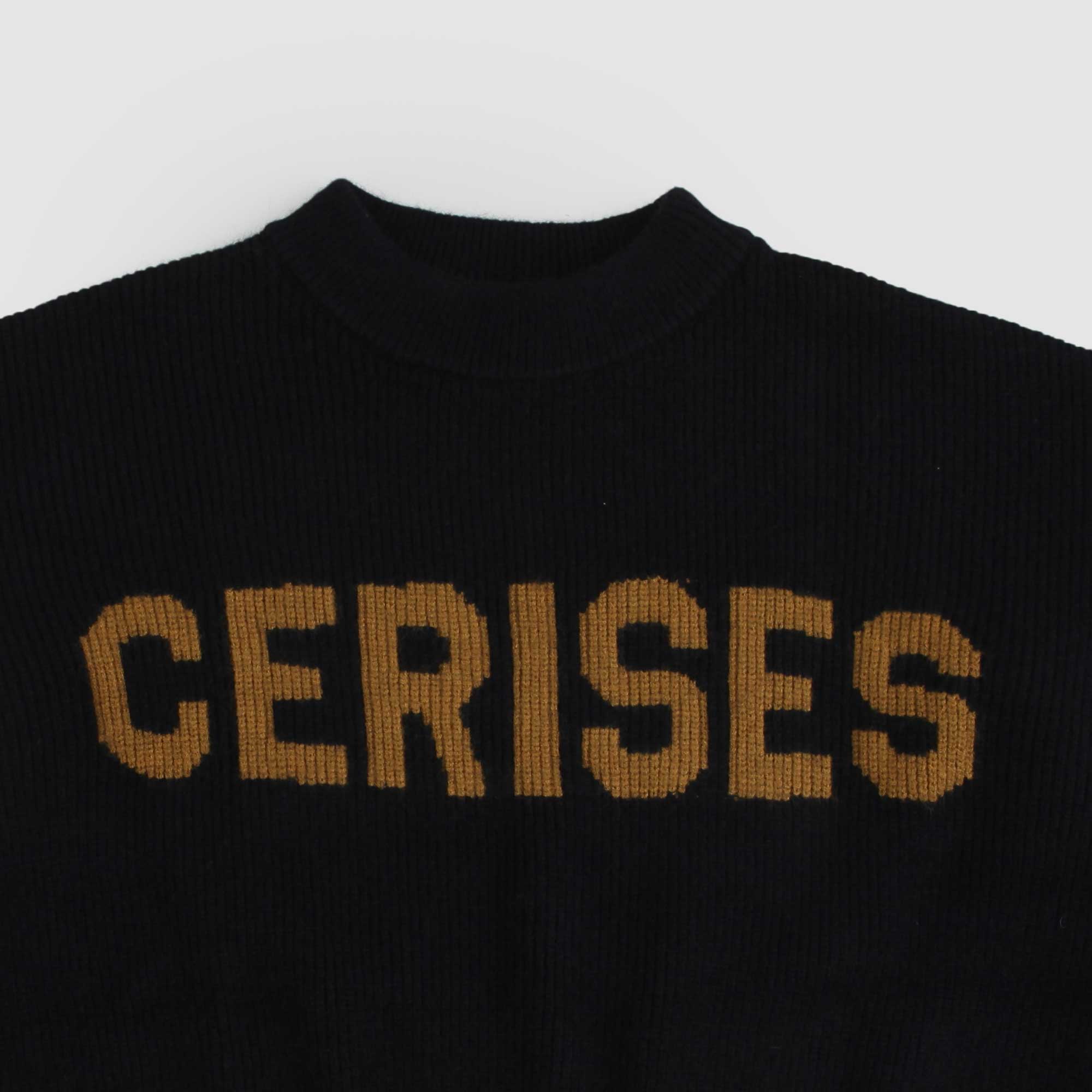 Maglione cropped nero a coste con logo - annameglio.com abbigliamento moda