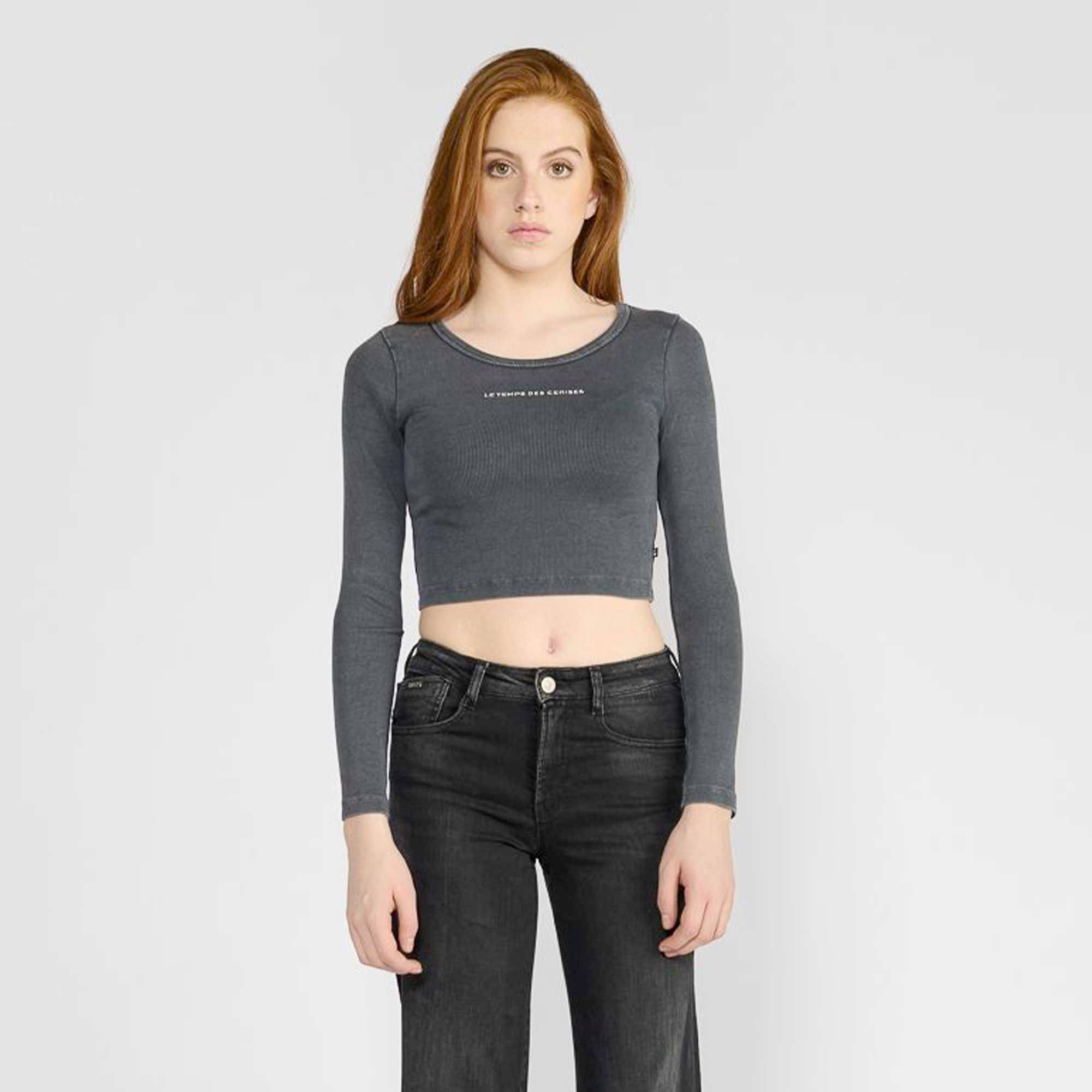 T-shirt Antracite A Costine Con Logo - annameglio.com abbigliamento moda