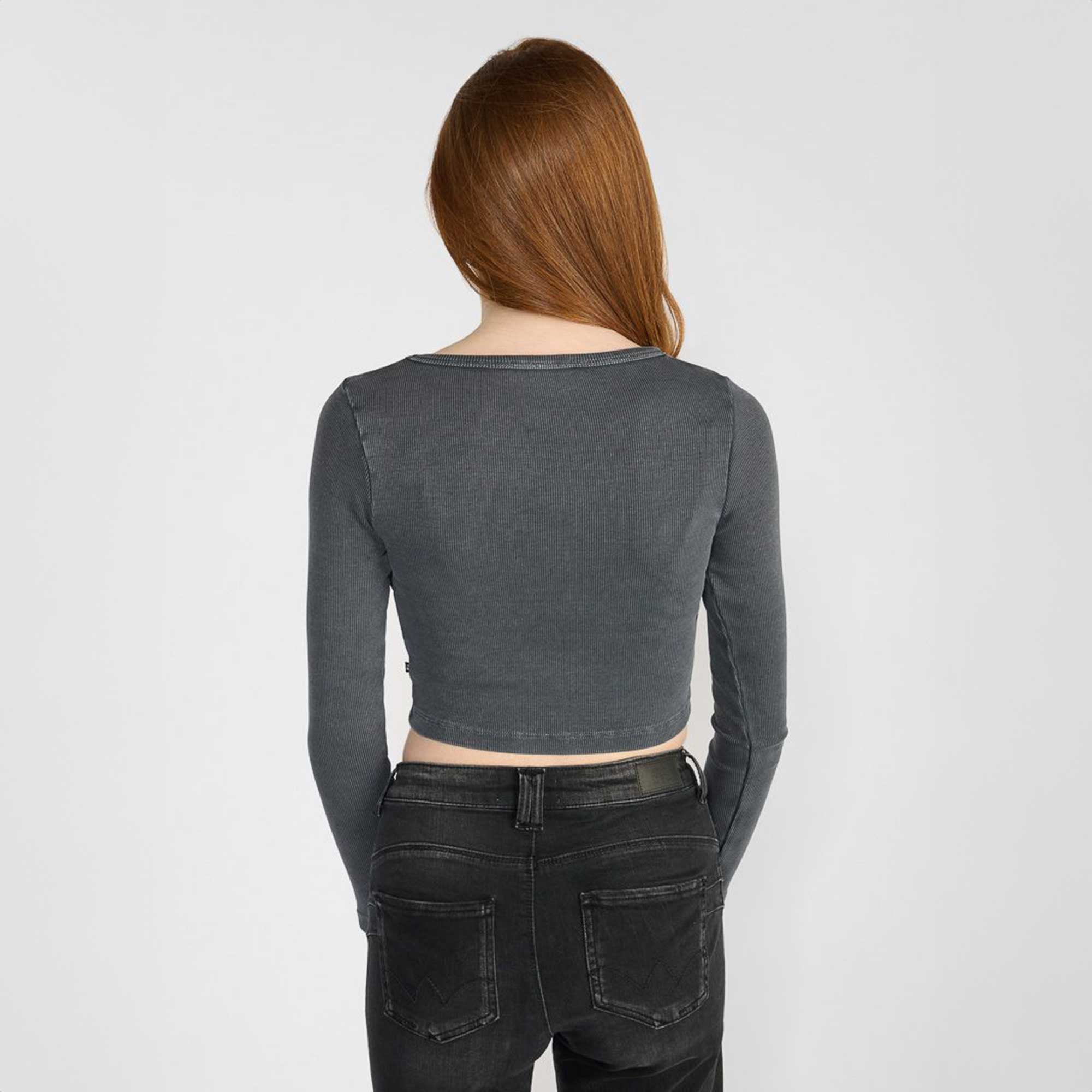 T-shirt Antracite A Costine Con Logo - annameglio.com abbigliamento moda