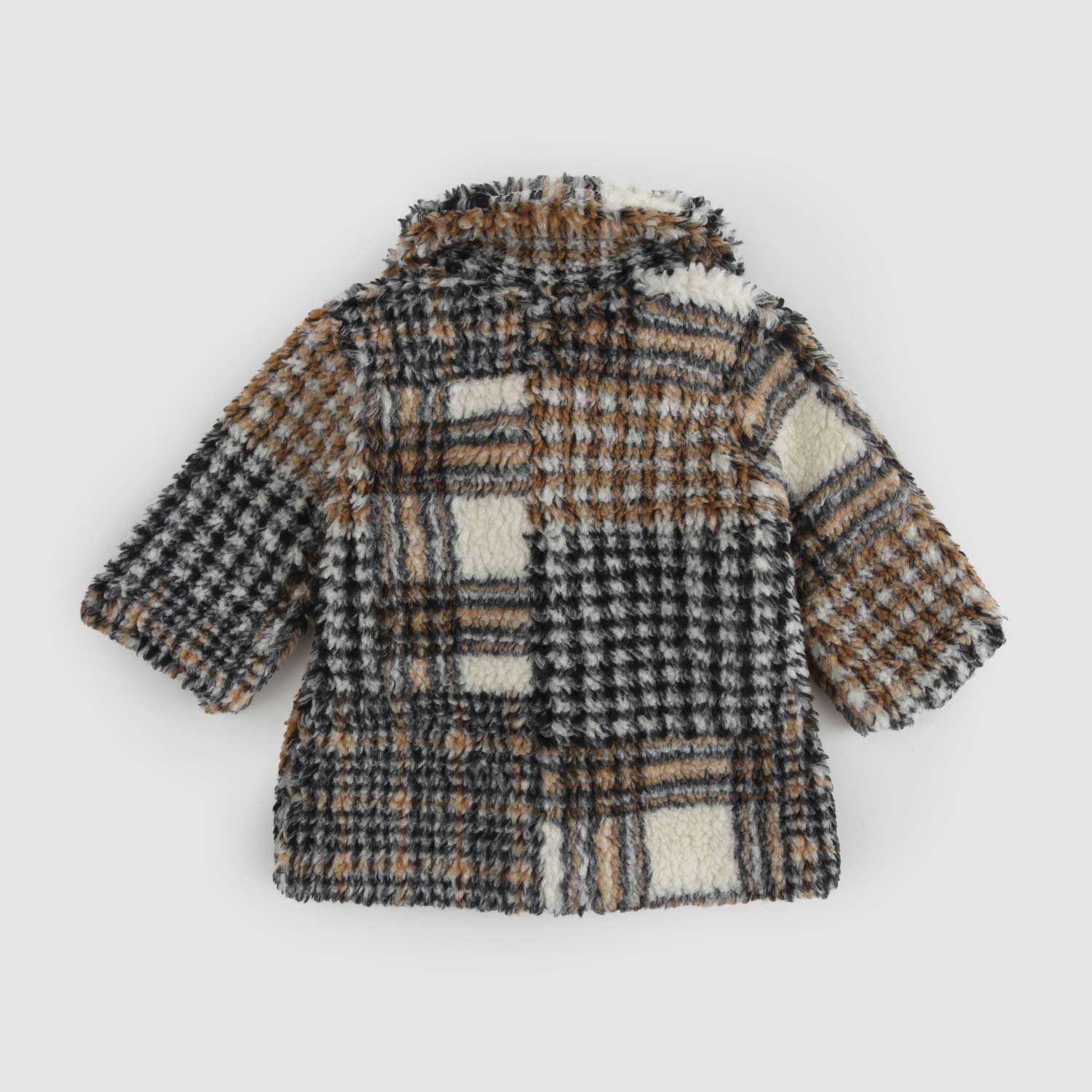 Cappotto ecopelliccia patchwork con bottoni unisex - annameglio.com abbigliamento moda