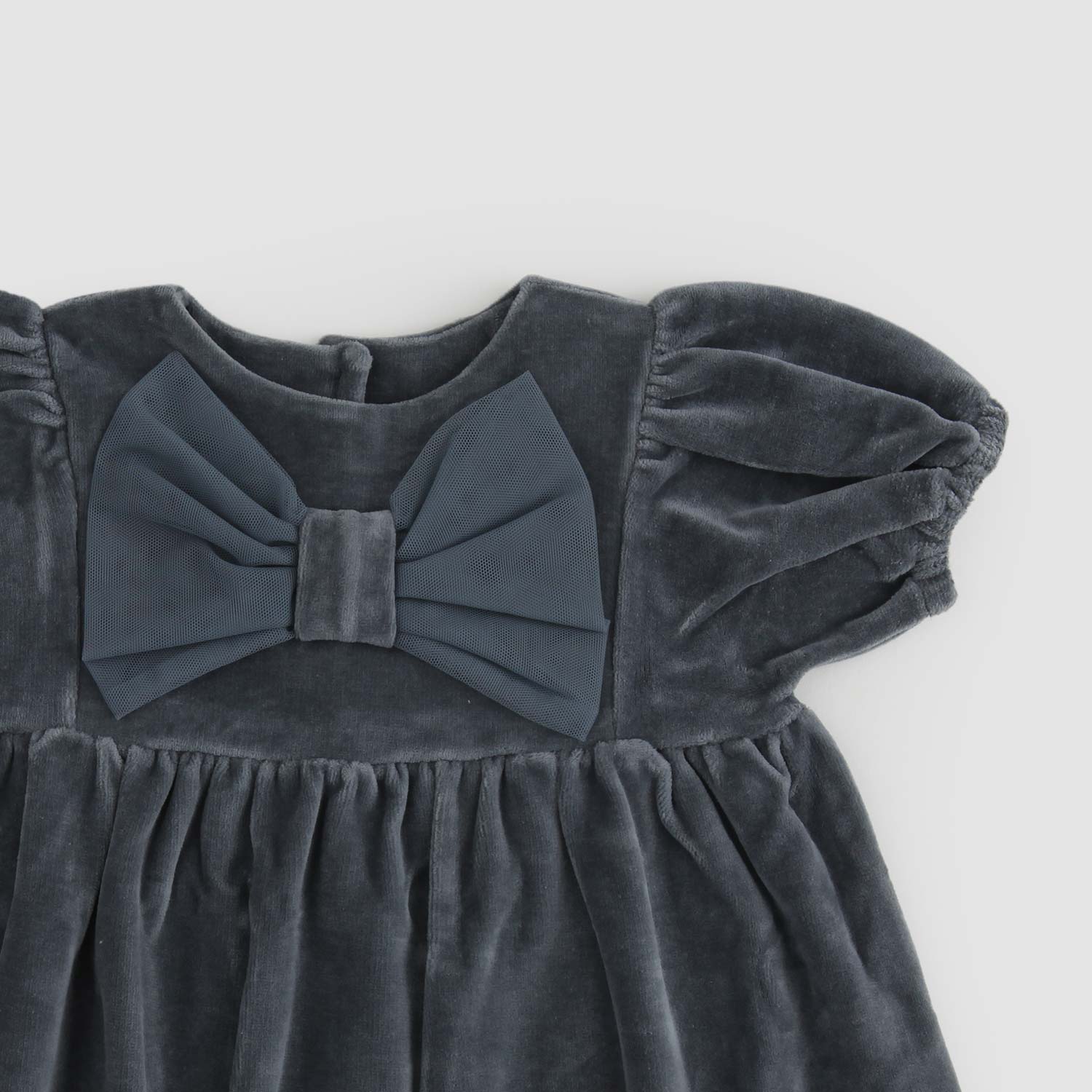 Abito neonata grigio in velluto con fiocco - annameglio.com abbigliamento moda