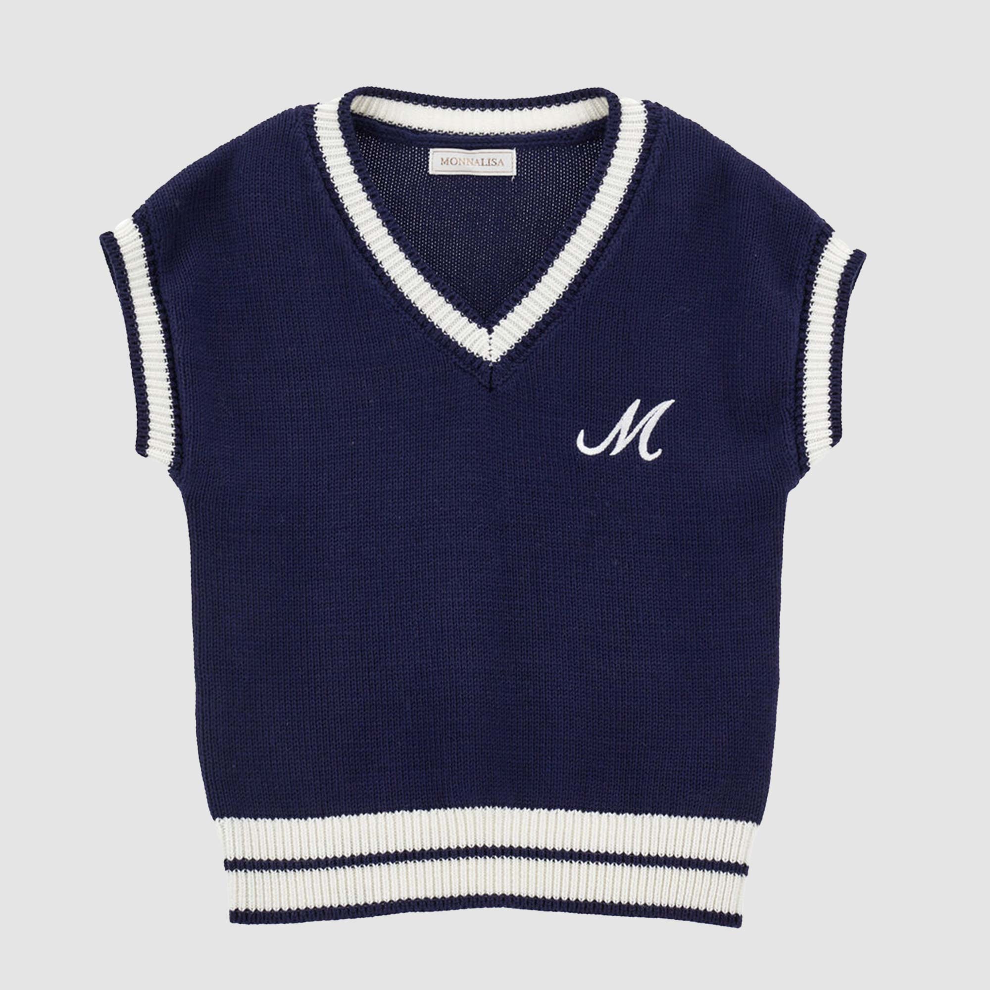 Gilet blu scuro in tricot stile college - annameglio.com abbigliamento moda