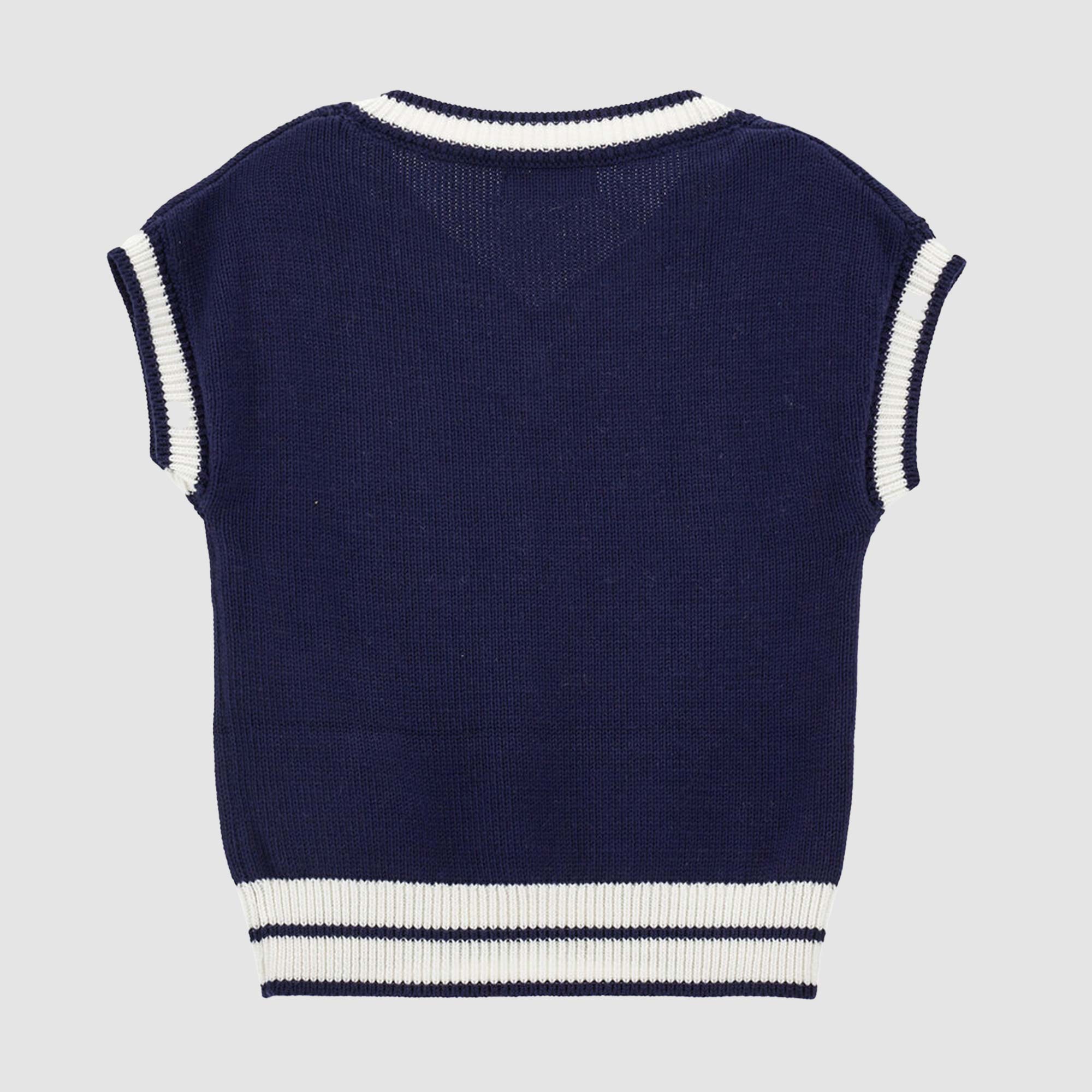 Gilet blu scuro in tricot stile college - annameglio.com abbigliamento moda