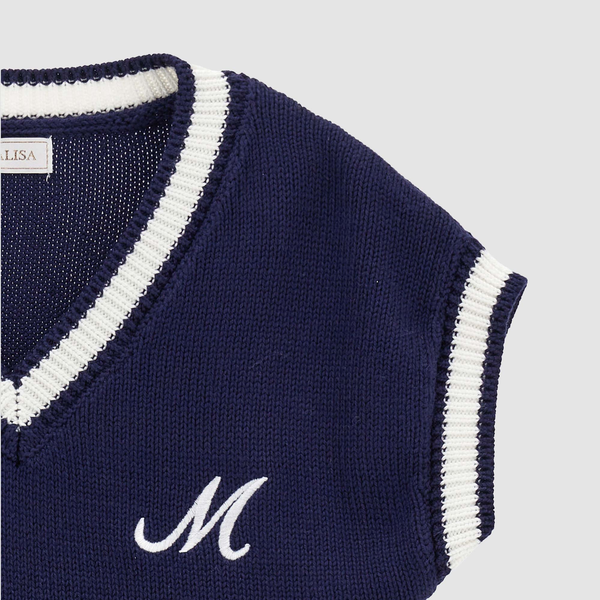 Gilet blu scuro in tricot stile college - annameglio.com abbigliamento moda