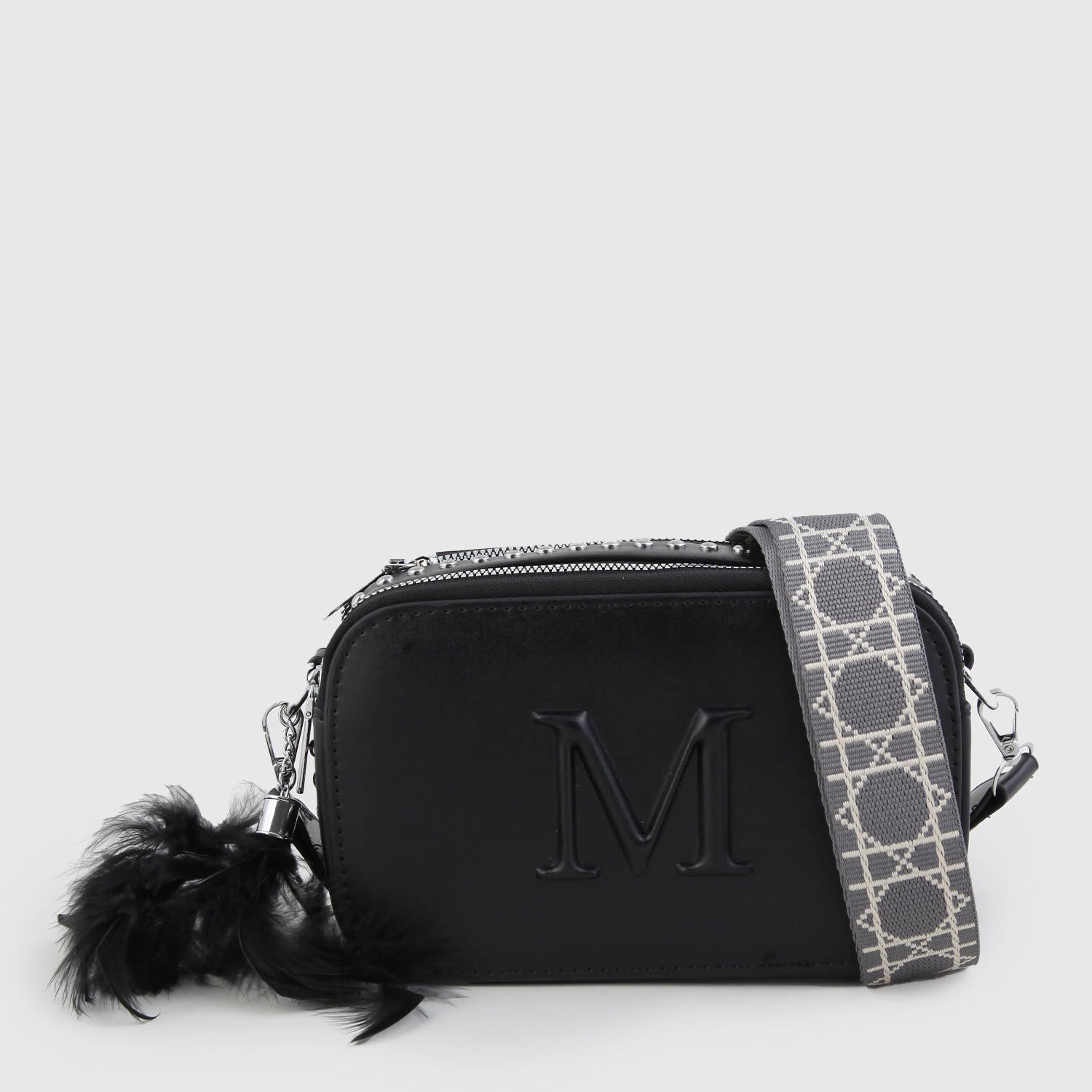 Borsa nera a spalla con logo in rilievo - annameglio.com abbigliamento moda