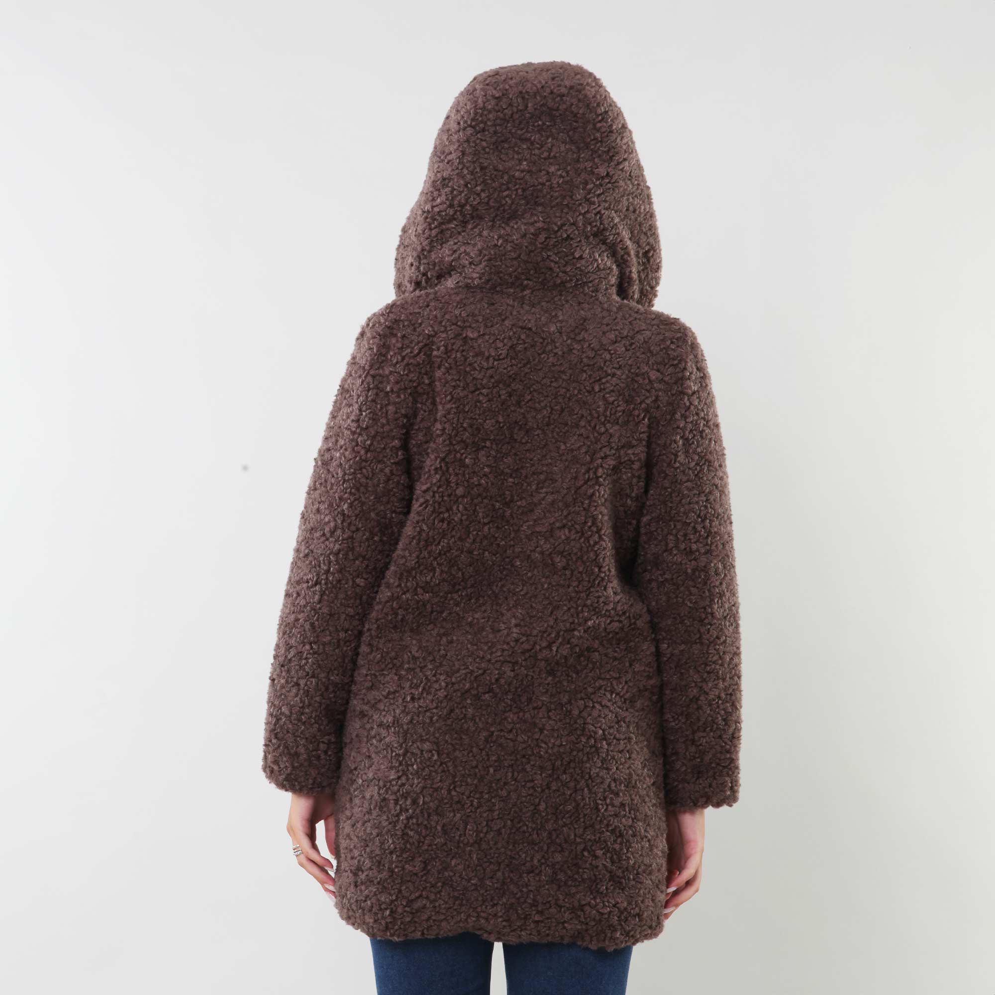 Cappotto lungo in sherpa fleece bronzo - annameglio.com abbigliamento moda