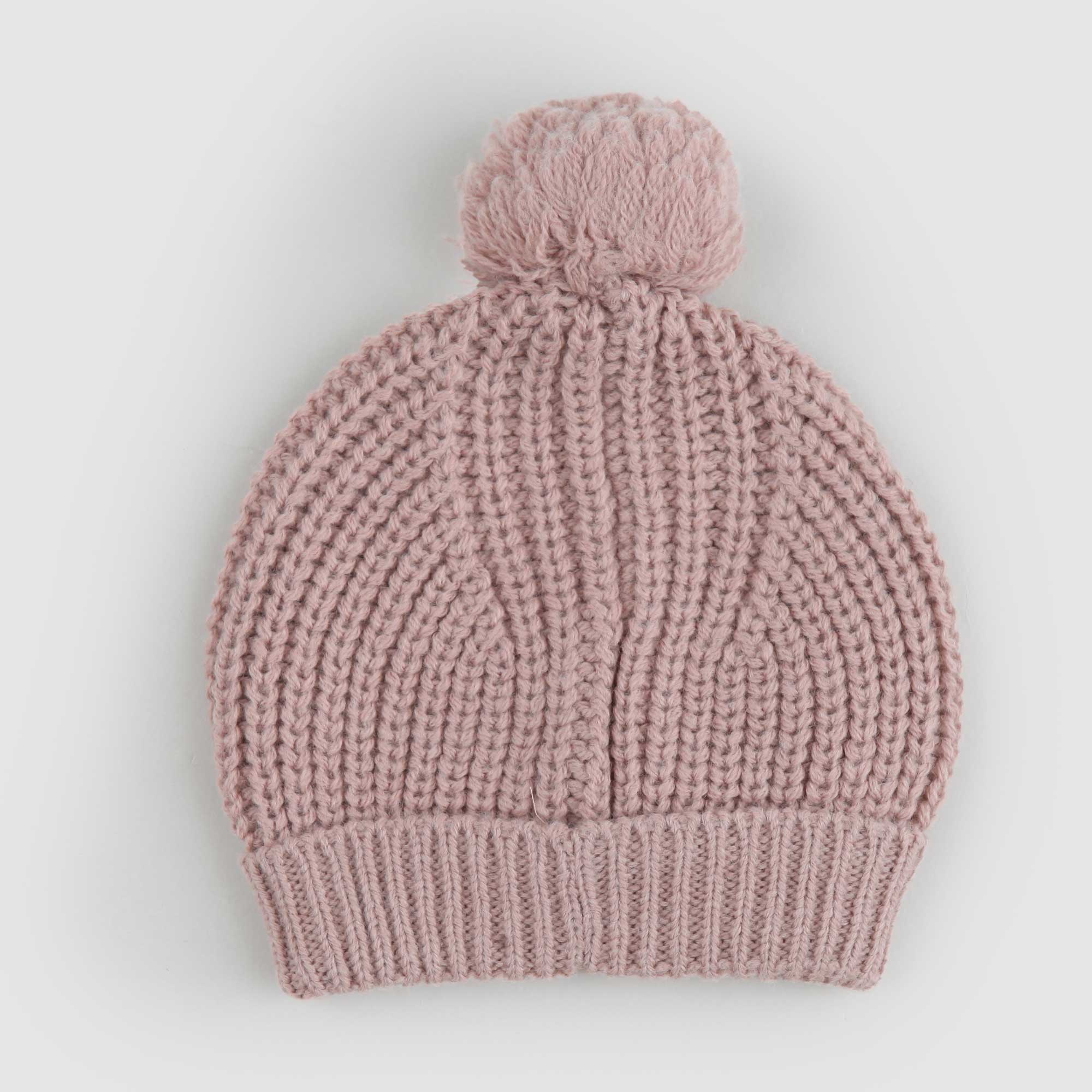 Cappello Rosa Ecru In Maglia Con Pon Pon - annameglio.com abbigliamento moda