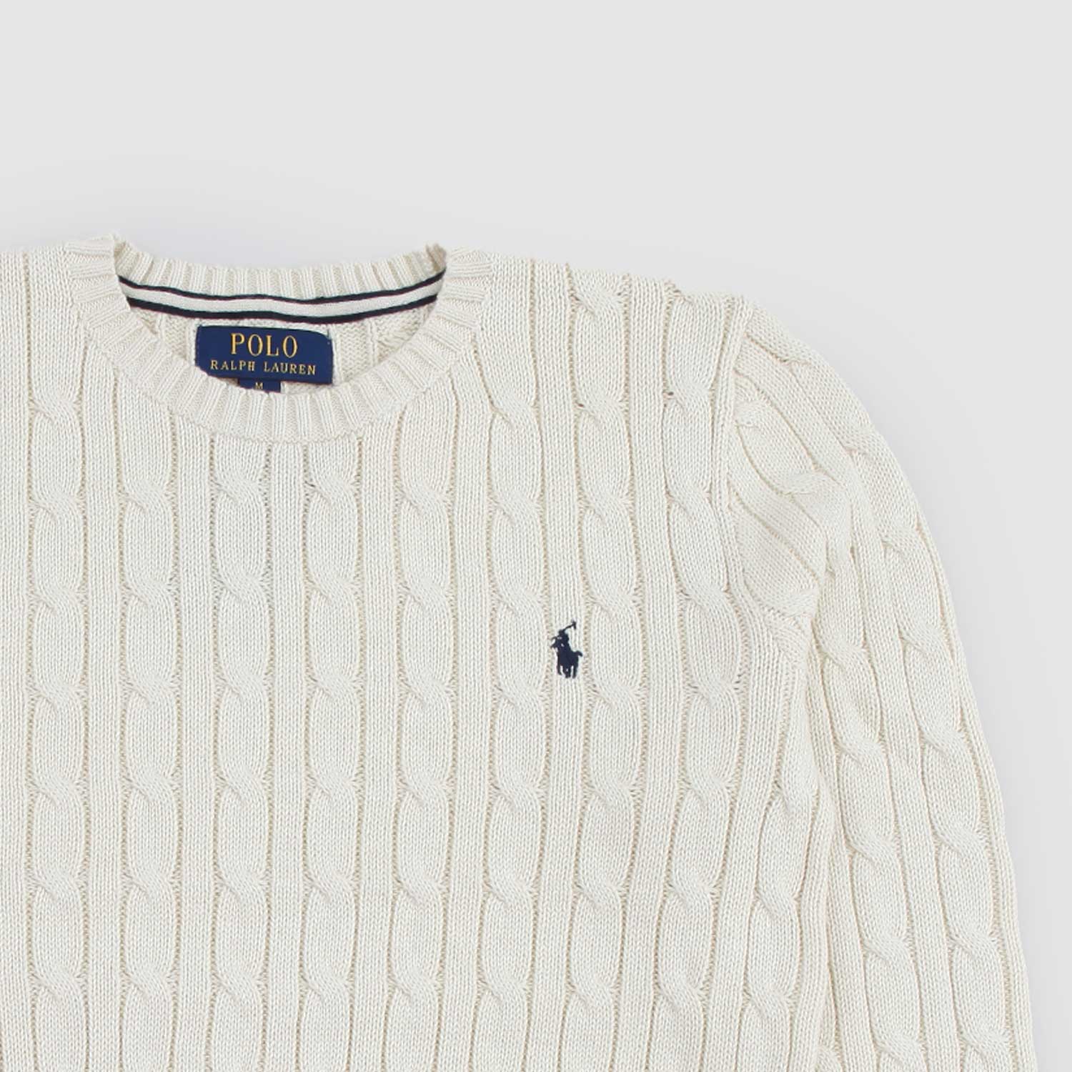 maglione girocollo crema con logo blu - annameglio.com abbigliamento moda