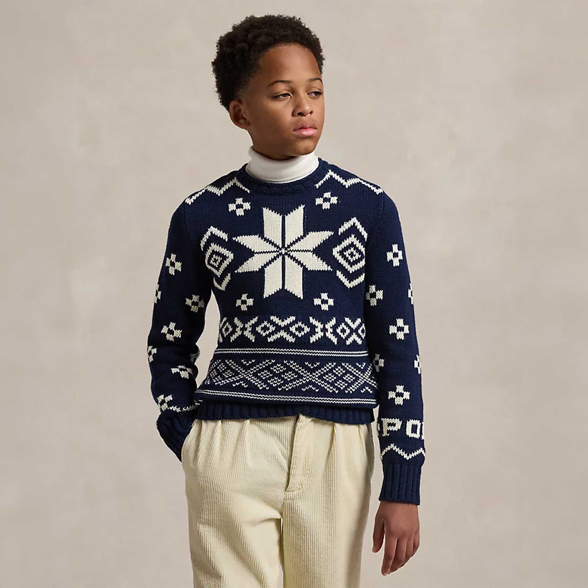 Maglia blu e panna motivo fiocchi di neve - annameglio.com abbigliamento moda