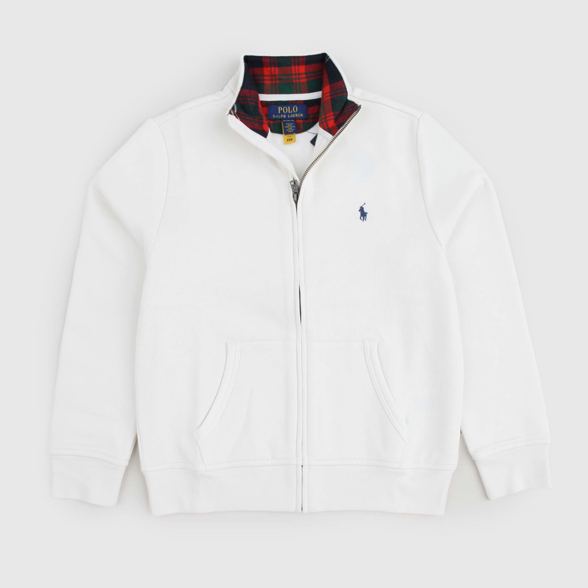 Felpa bianca con zip e logo blu navy - annameglio.com abbigliamento moda