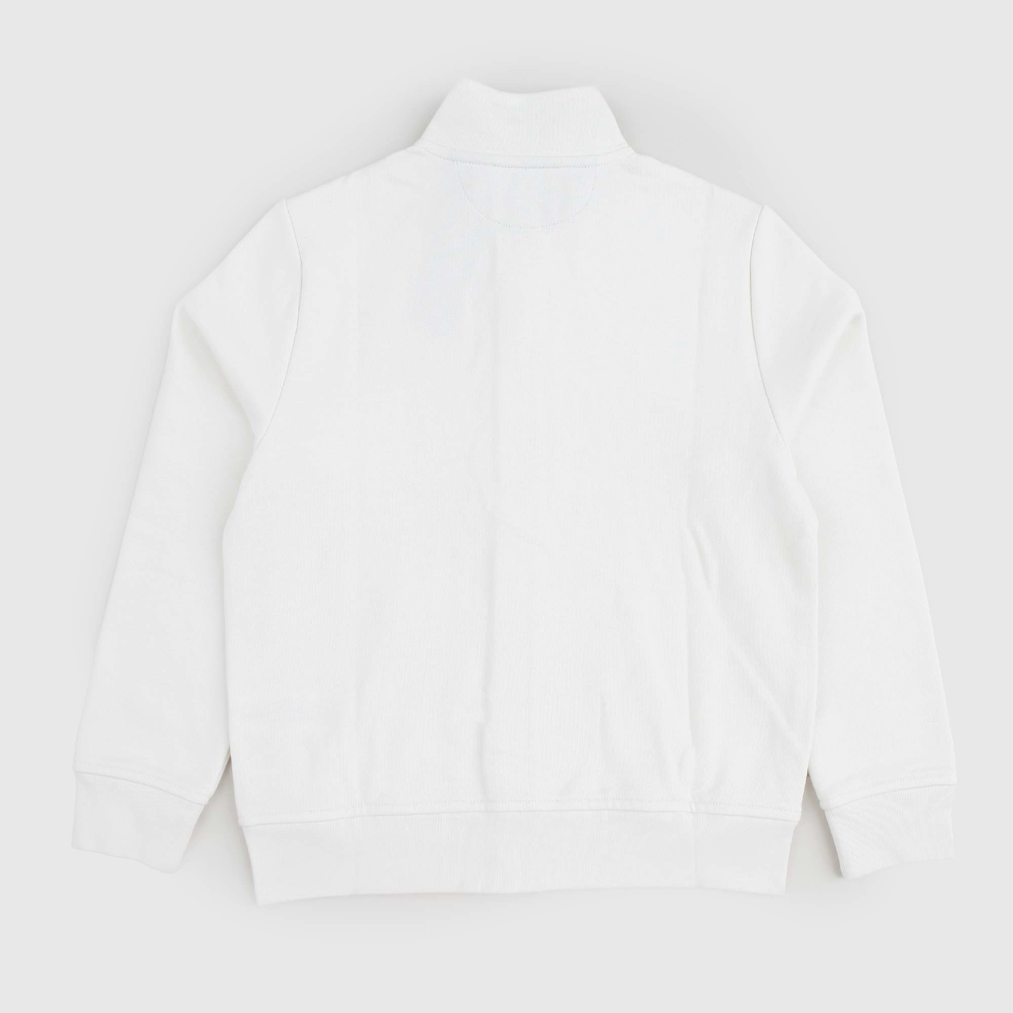 Felpa bianca con zip e logo blu navy - annameglio.com abbigliamento moda