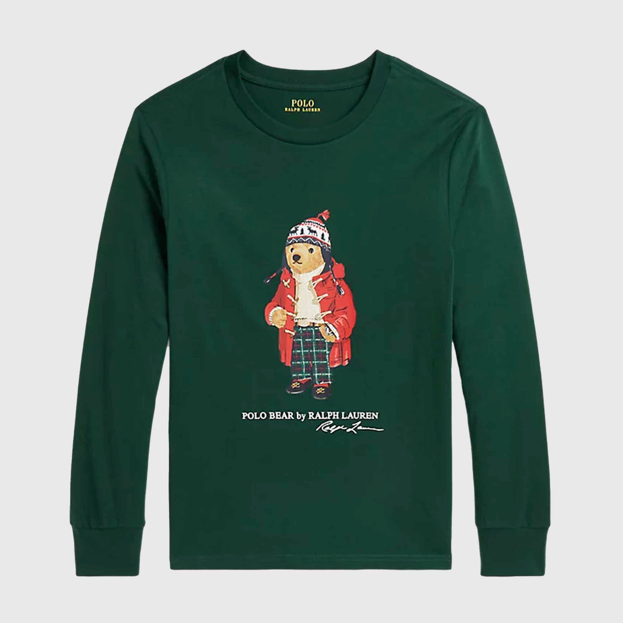 T-shirt verde con ritratto Polo Bear - annameglio.com abbigliamento moda