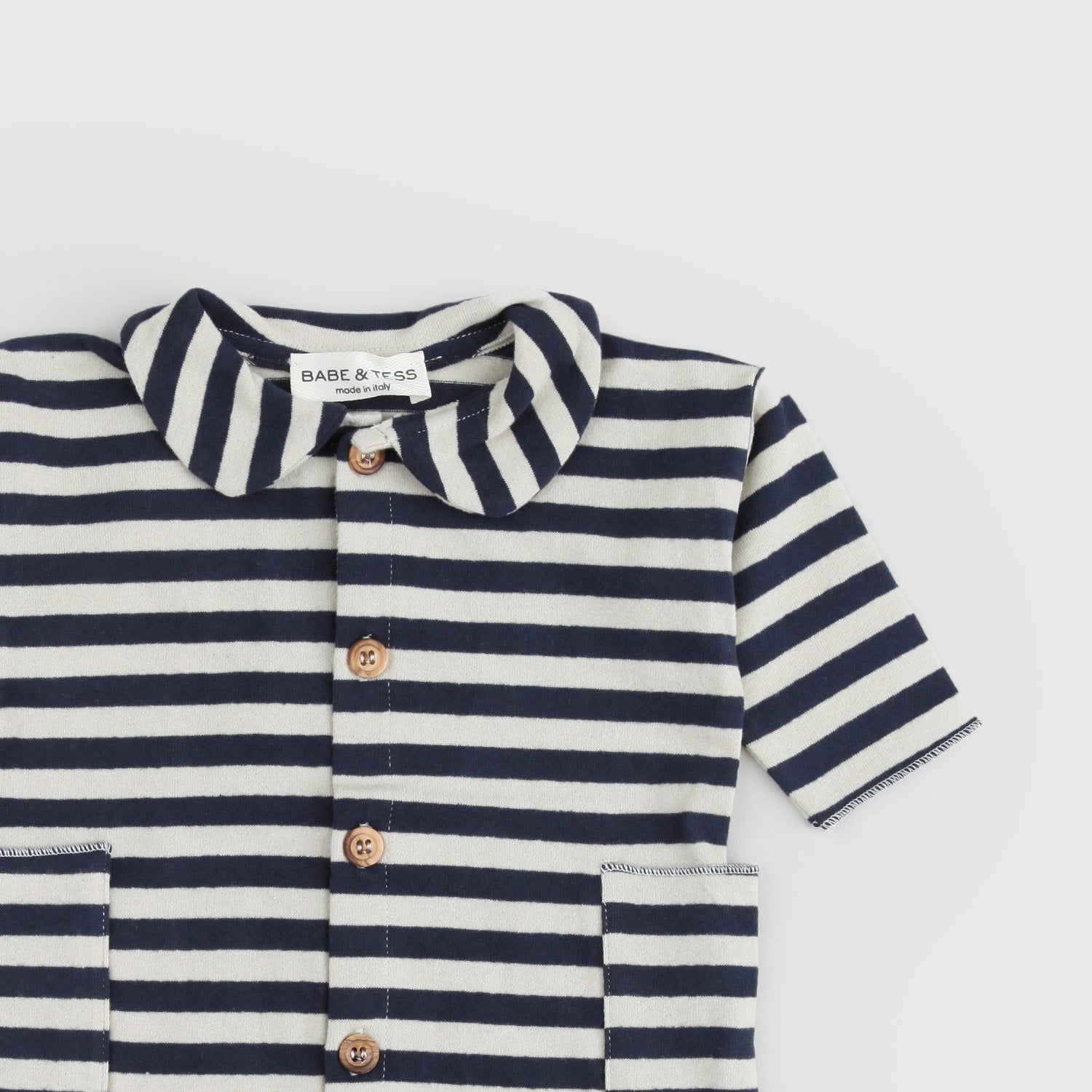 Tutina neonato ciniglia stripes panna e blu - annameglio.com abbigliamento moda