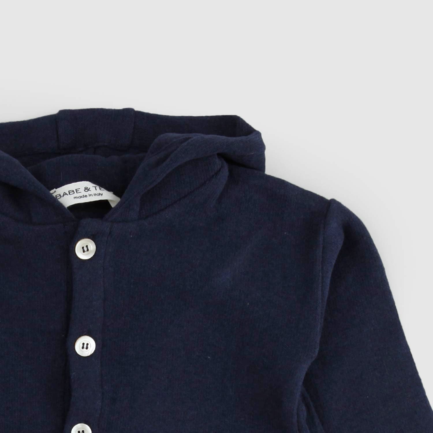 Cardigan in felpa con cappuccio orsetto blu navy - annameglio.com abbigliamento moda