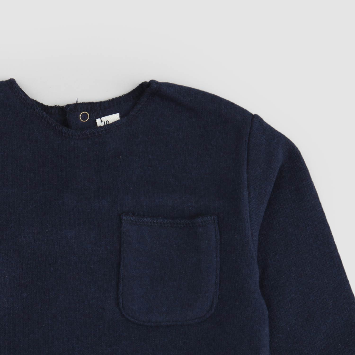Maglia girocollo in ciniglia con taschino blu navy - annameglio.com abbigliamento moda