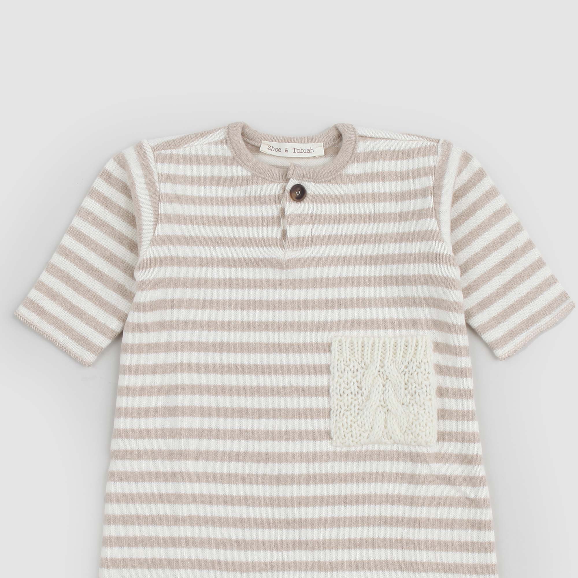 Tutina Unisex a righe panna e beige con taschino - annameglio.com abbigliamento moda