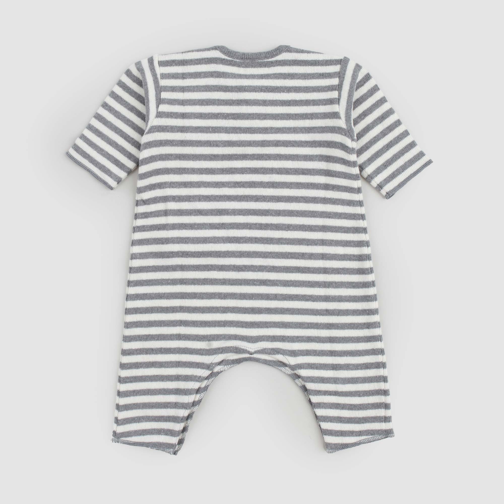 Tutina Unisex a righe panna e grigio con taschino - annameglio.com abbigliamento moda